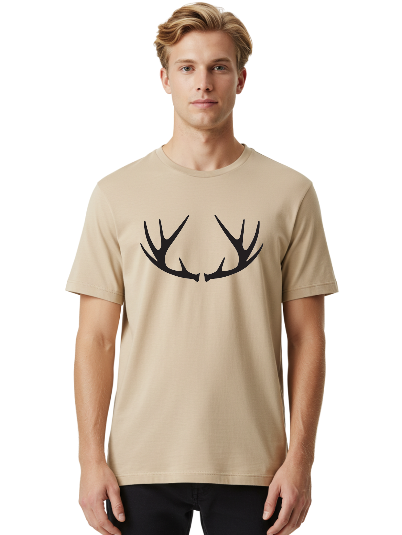 Deer-Antlers-1 Men'S Graphic Tee, 100% Cotton, Comfortable Casual Summer Wear, Machine Washable, Deer Antlers, Hunting, Wildlife, Outdoor Gear, Hunting Trophies, Animal Silhouettes, Forest Life Aac638
