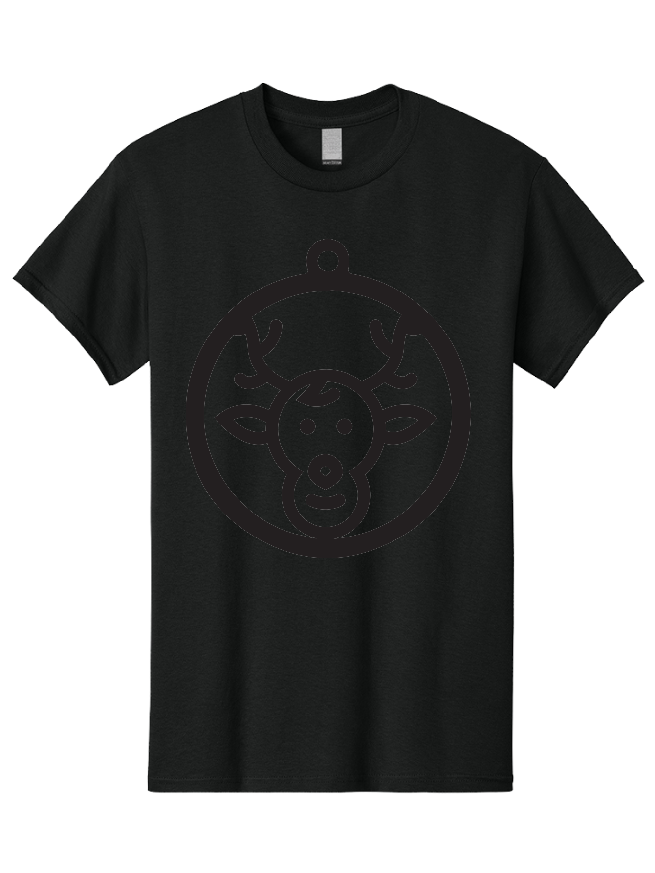 Deer-Head-Ornament Men'S Graphic Tee, 100% Cotton, Comfortable Casual Summer Wear, Machine Washable, Reindeer Face, Minimalist Design, Festive Decoration, Christmas Symbol, Holiday Theme, Cartoon Deer, Simple Illustration, Ornament Shape Aac640