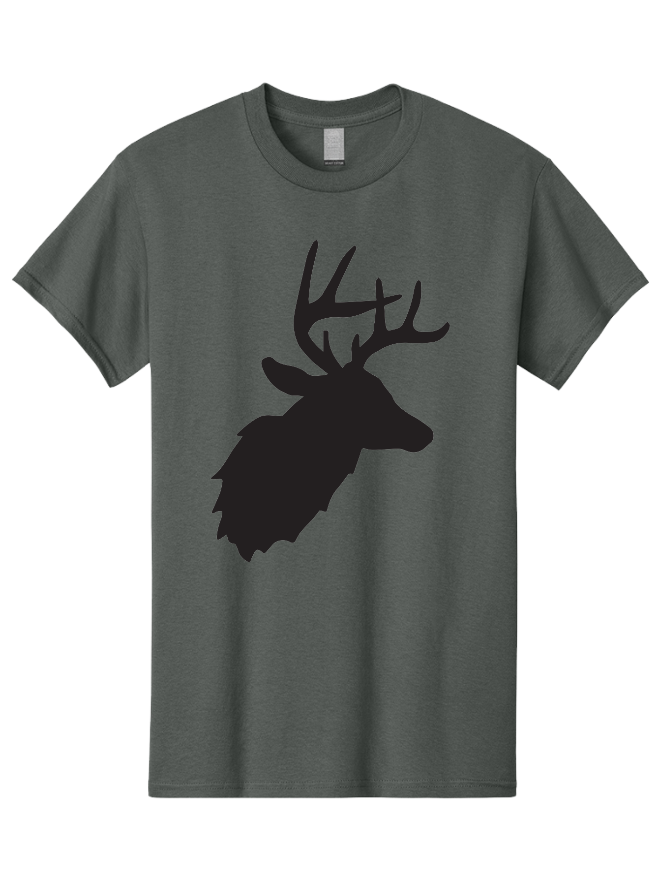 Deer-Head-Silhouette Men'S Graphic Tee, 100% Cotton, Comfortable Casual Summer Wear, Machine Washable, Elk Silhouette, Wildlife Art, Majestic Animal, Forest Creature, Hunting Symbol, Nature Icon, Graphic Design, Simple Illustration, Aac641