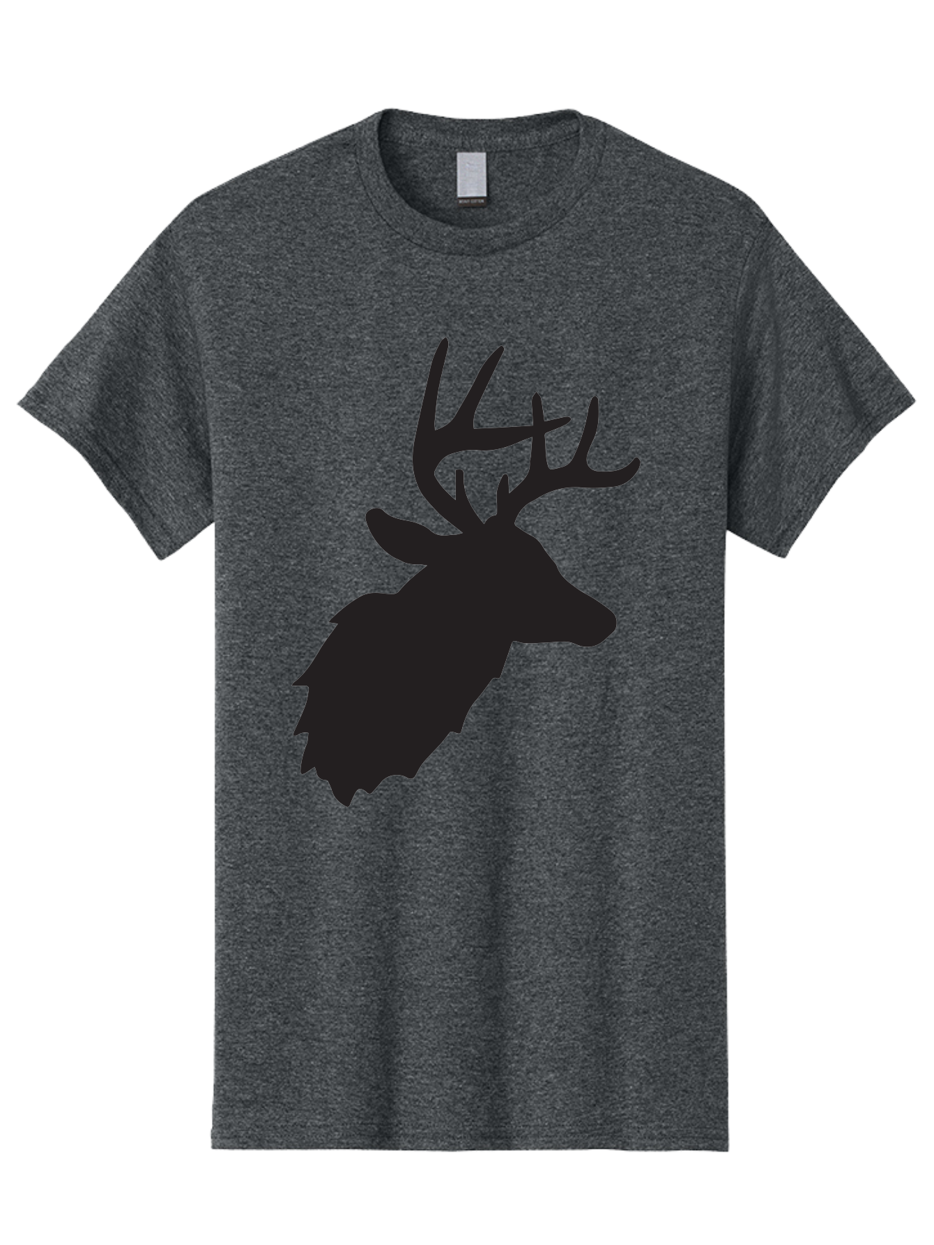 Deer-Head-Silhouette Men'S Graphic Tee, 100% Cotton, Comfortable Casual Summer Wear, Machine Washable, Elk Silhouette, Wildlife Art, Majestic Animal, Forest Creature, Hunting Symbol, Nature Icon, Graphic Design, Simple Illustration, Aac641