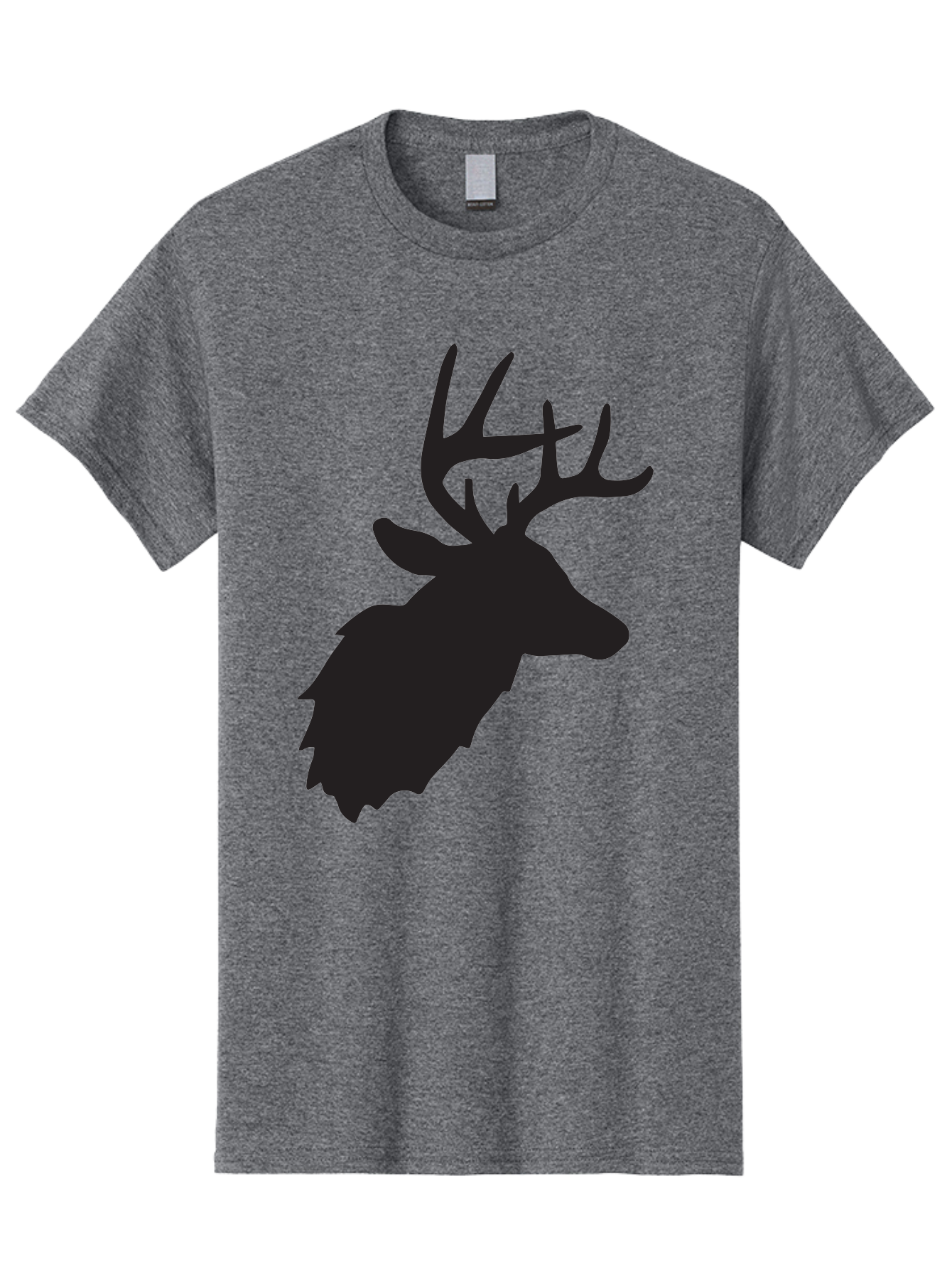 Deer-Head-Silhouette Men'S Graphic Tee, 100% Cotton, Comfortable Casual Summer Wear, Machine Washable, Elk Silhouette, Wildlife Art, Majestic Animal, Forest Creature, Hunting Symbol, Nature Icon, Graphic Design, Simple Illustration, Aac641