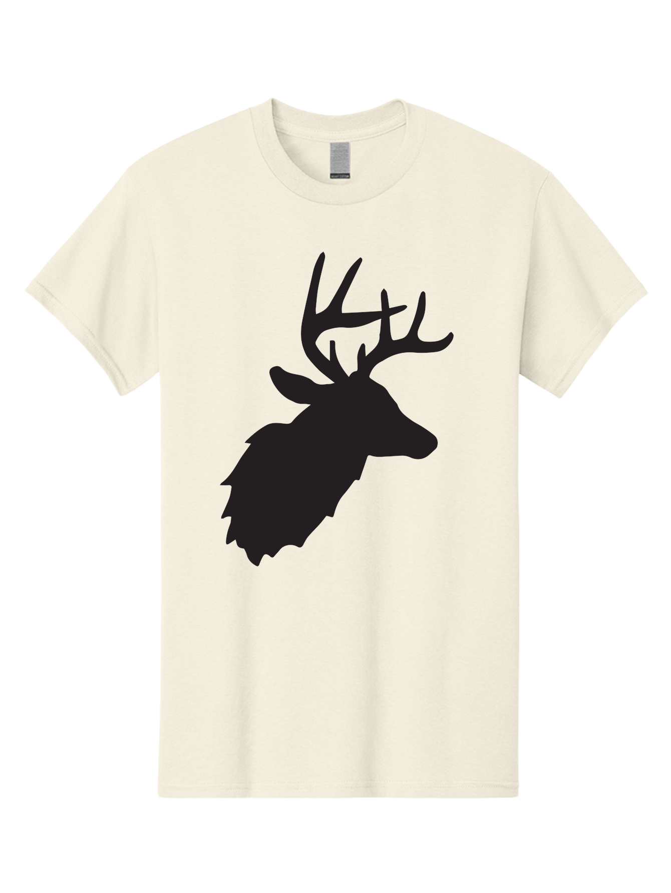 Deer-Head-Silhouette Men'S Graphic Tee, 100% Cotton, Comfortable Casual Summer Wear, Machine Washable, Elk Silhouette, Wildlife Art, Majestic Animal, Forest Creature, Hunting Symbol, Nature Icon, Graphic Design, Simple Illustration, Aac641