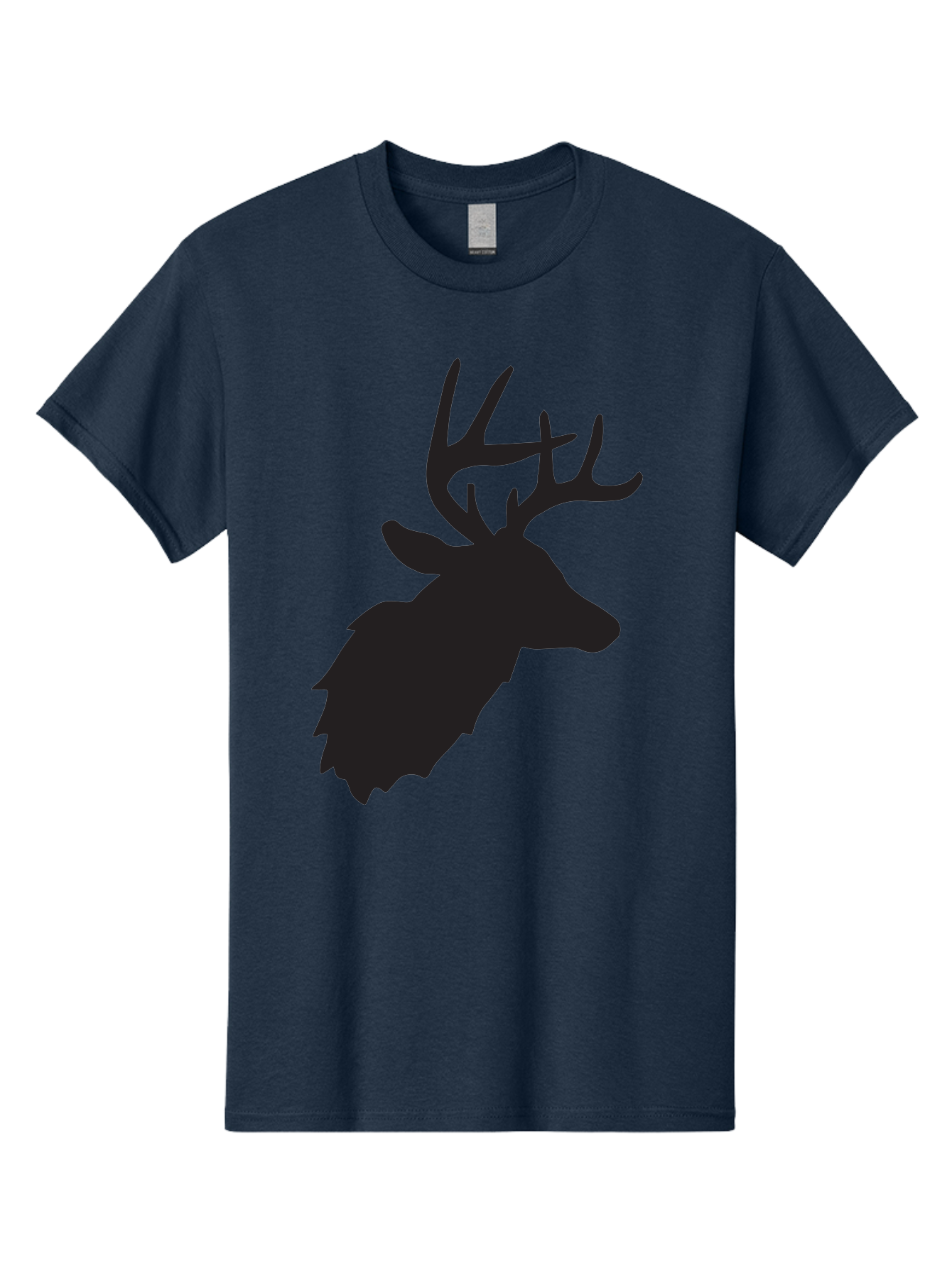 Deer-Head-Silhouette Men'S Graphic Tee, 100% Cotton, Comfortable Casual Summer Wear, Machine Washable, Elk Silhouette, Wildlife Art, Majestic Animal, Forest Creature, Hunting Symbol, Nature Icon, Graphic Design, Simple Illustration, Aac641