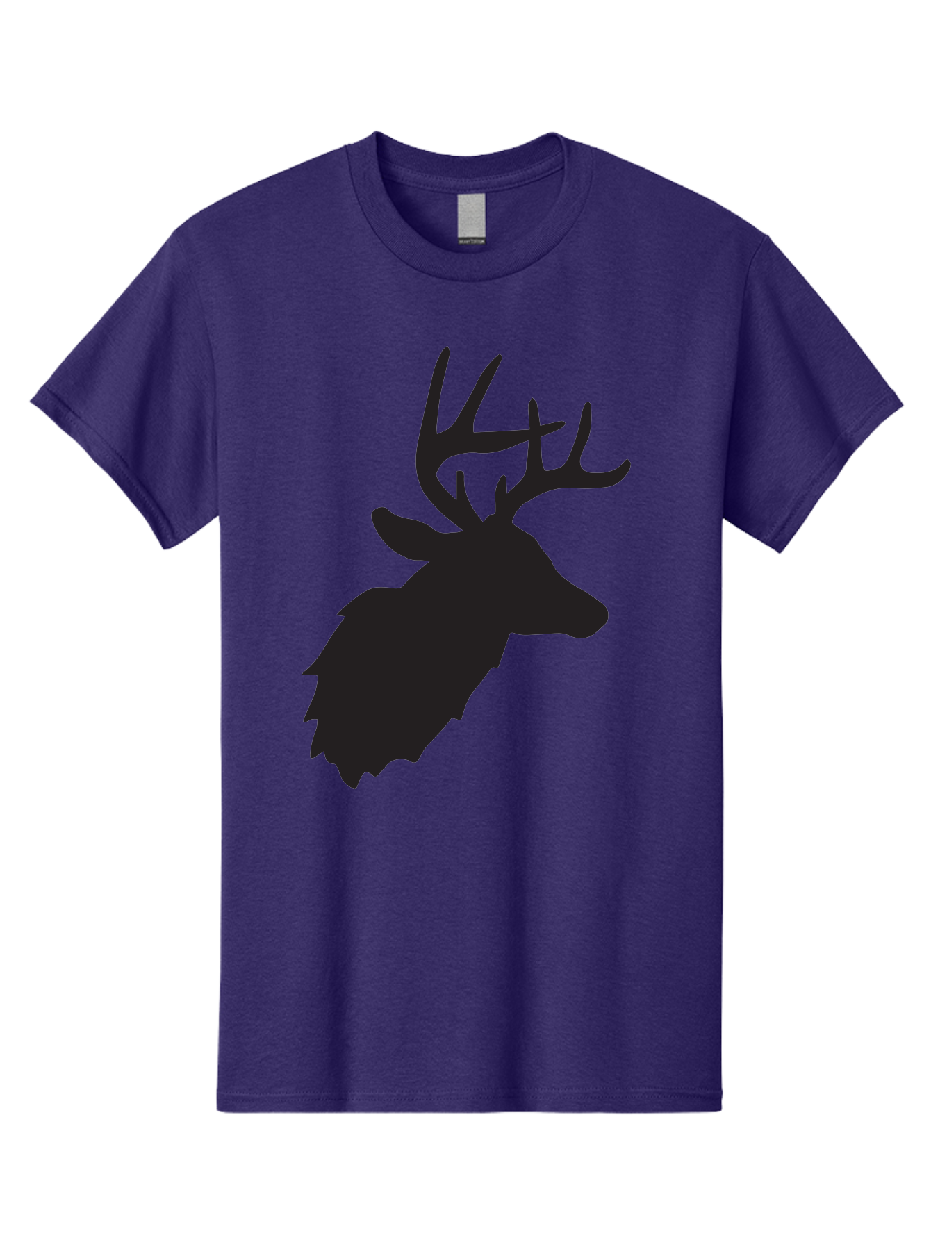 Deer-Head-Silhouette Men'S Graphic Tee, 100% Cotton, Comfortable Casual Summer Wear, Machine Washable, Elk Silhouette, Wildlife Art, Majestic Animal, Forest Creature, Hunting Symbol, Nature Icon, Graphic Design, Simple Illustration, Aac641