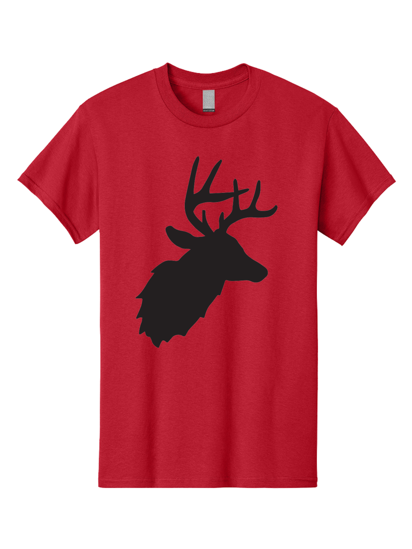 Deer-Head-Silhouette Men'S Graphic Tee, 100% Cotton, Comfortable Casual Summer Wear, Machine Washable, Elk Silhouette, Wildlife Art, Majestic Animal, Forest Creature, Hunting Symbol, Nature Icon, Graphic Design, Simple Illustration, Aac641