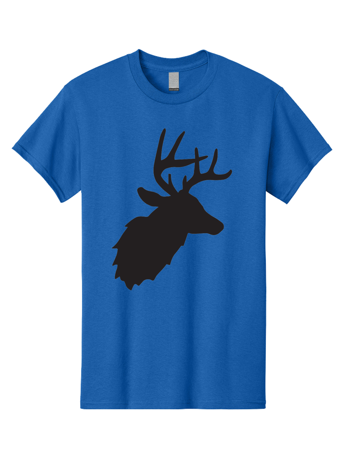 Deer-Head-Silhouette Men'S Graphic Tee, 100% Cotton, Comfortable Casual Summer Wear, Machine Washable, Elk Silhouette, Wildlife Art, Majestic Animal, Forest Creature, Hunting Symbol, Nature Icon, Graphic Design, Simple Illustration, Aac641