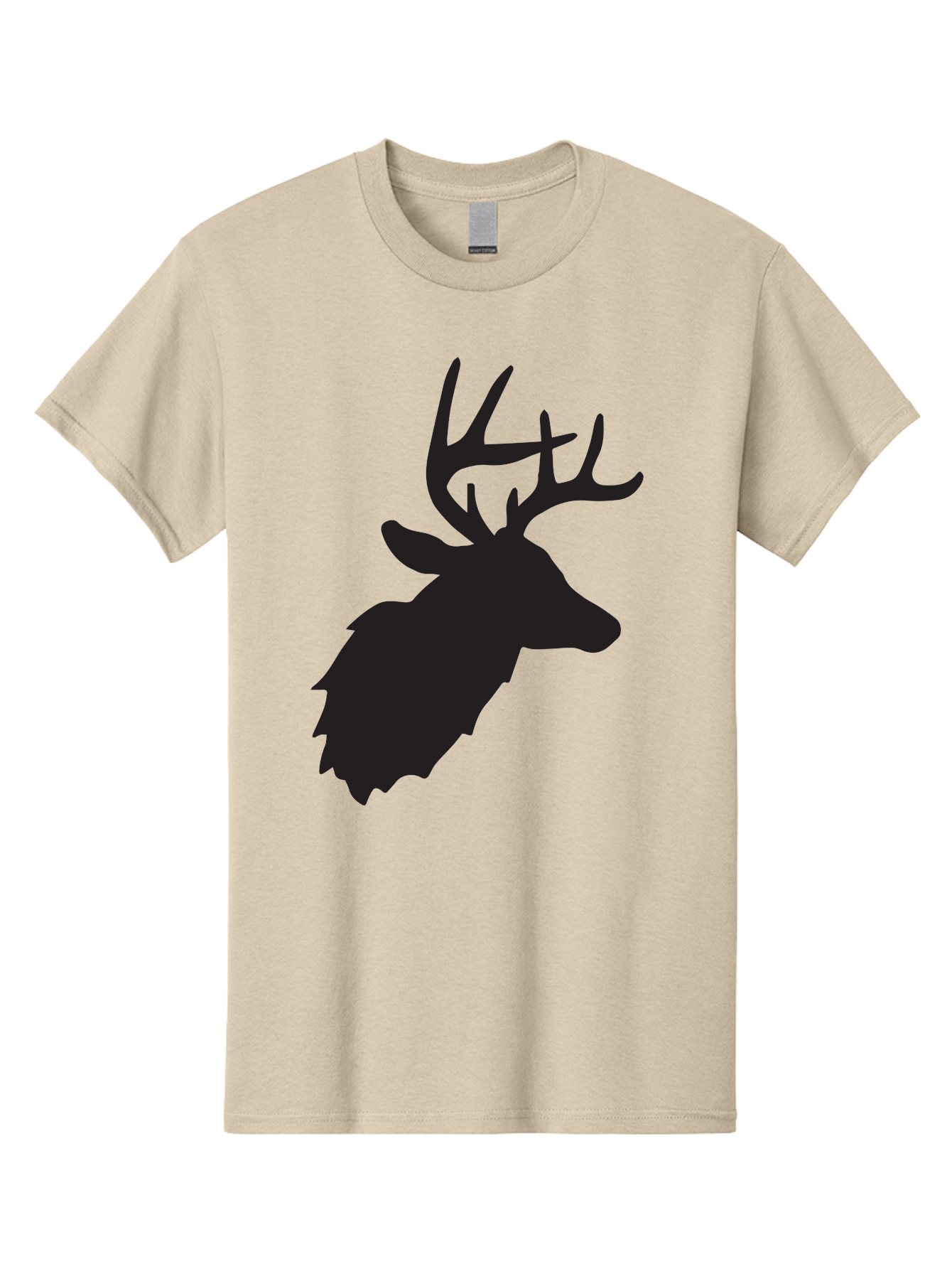 Deer-Head-Silhouette Men'S Graphic Tee, 100% Cotton, Comfortable Casual Summer Wear, Machine Washable, Elk Silhouette, Wildlife Art, Majestic Animal, Forest Creature, Hunting Symbol, Nature Icon, Graphic Design, Simple Illustration, Aac641