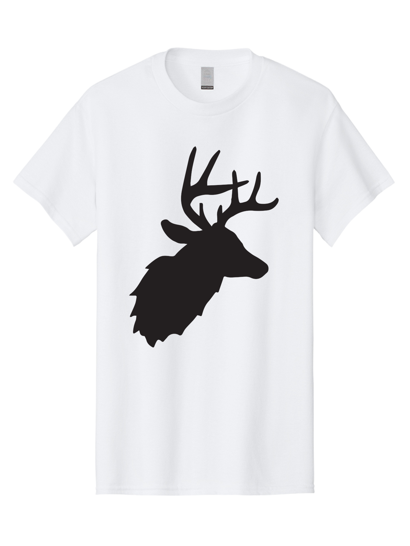 Deer-Head-Silhouette Men'S Graphic Tee, 100% Cotton, Comfortable Casual Summer Wear, Machine Washable, Elk Silhouette, Wildlife Art, Majestic Animal, Forest Creature, Hunting Symbol, Nature Icon, Graphic Design, Simple Illustration, Aac641