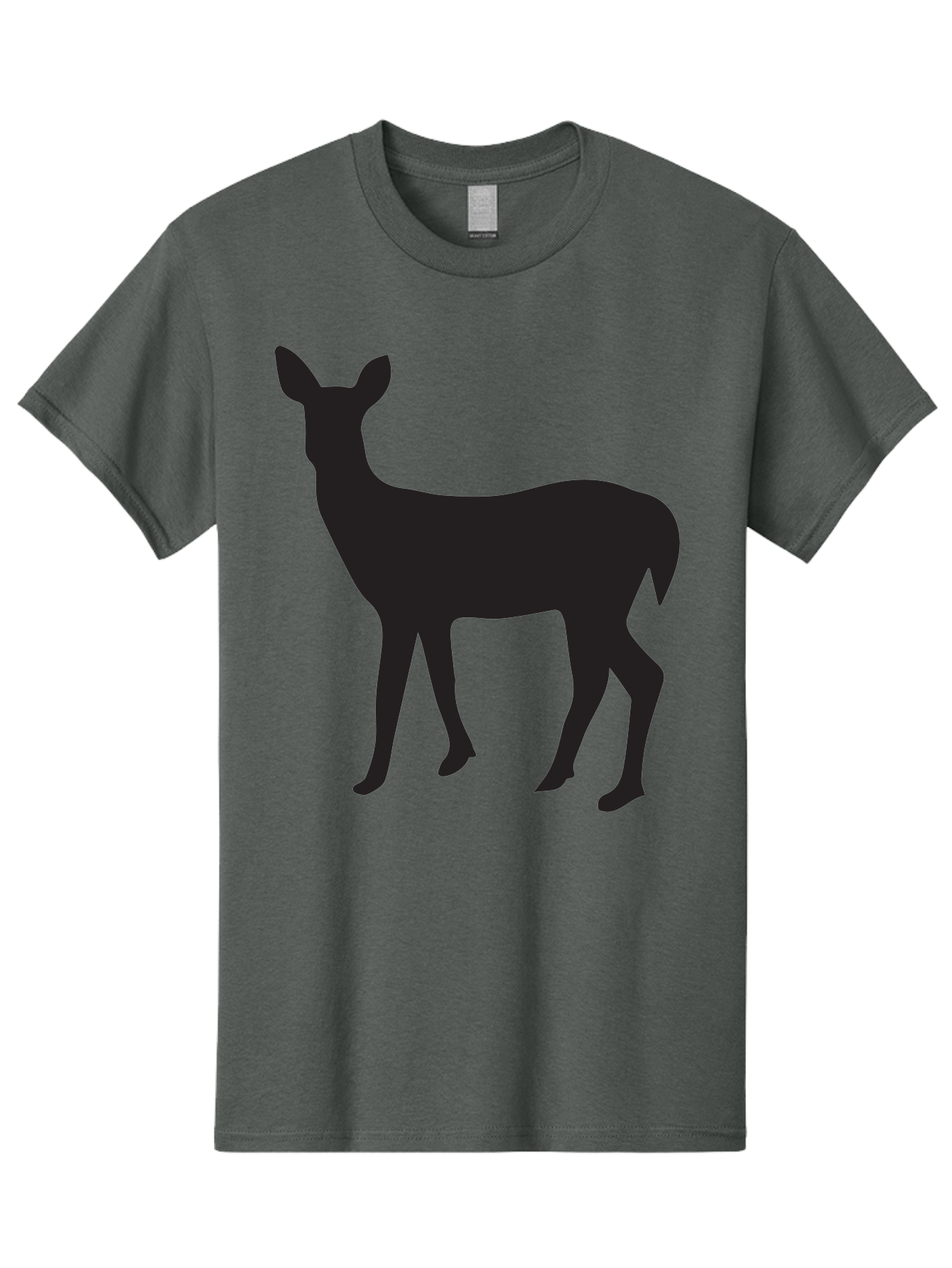 Deer-Silhouette-1 Men'S Graphic Tee, 100% Cotton, Comfortable Casual Summer Wear, Machine Washable, Deer Silhouette, Wildlife Graphic, Animal Shape, Simple Design, Minimalist Art, Forest Creature, Nature Icon Aac642