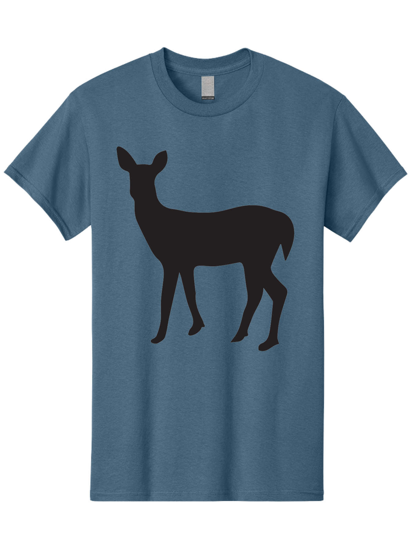 Deer-Silhouette-1 Men'S Graphic Tee, 100% Cotton, Comfortable Casual Summer Wear, Machine Washable, Deer Silhouette, Wildlife Graphic, Animal Shape, Simple Design, Minimalist Art, Forest Creature, Nature Icon Aac642