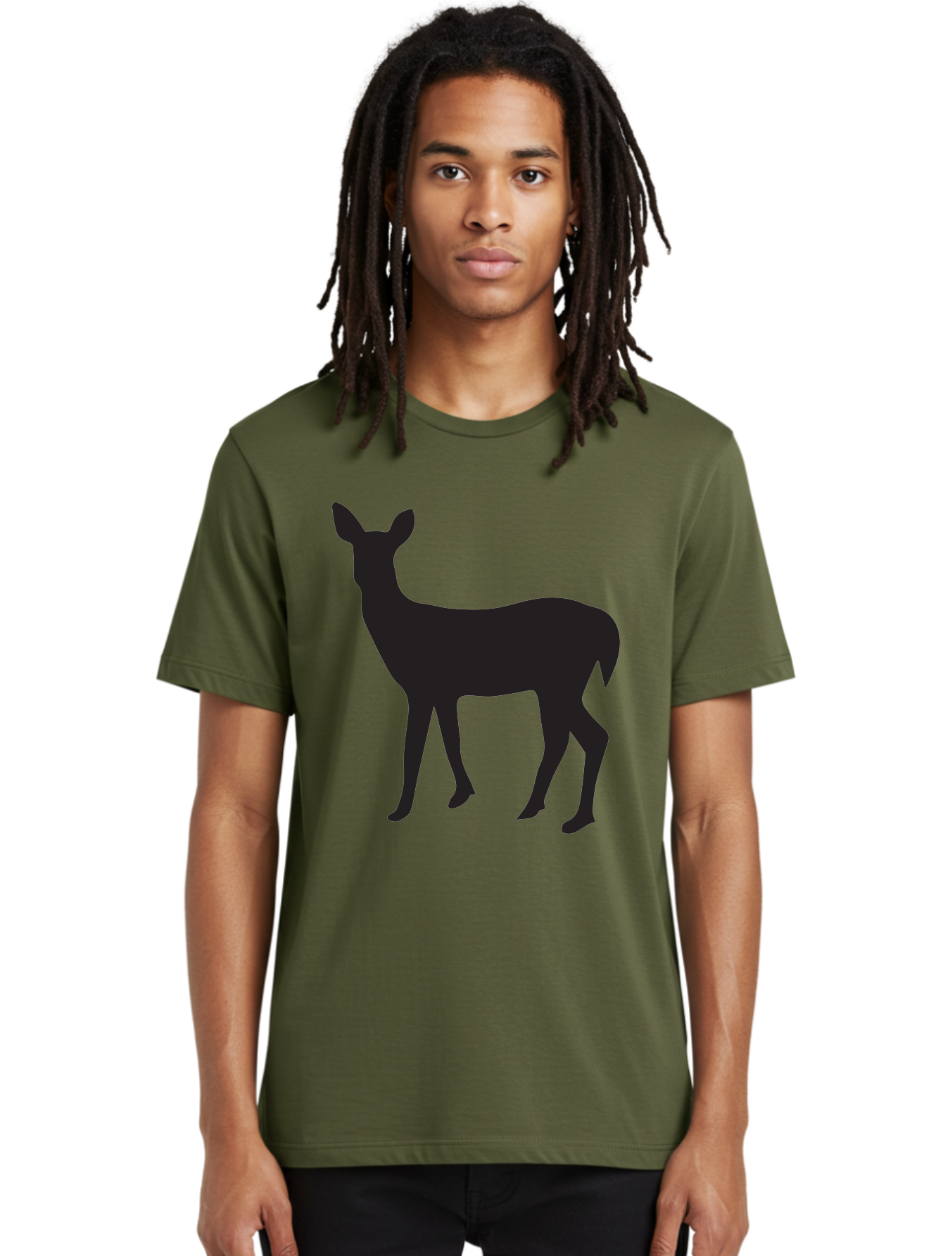 Deer-Silhouette-1 Men'S Graphic Tee, 100% Cotton, Comfortable Casual Summer Wear, Machine Washable, Deer Silhouette, Wildlife Graphic, Animal Shape, Simple Design, Minimalist Art, Forest Creature, Nature Icon Aac642