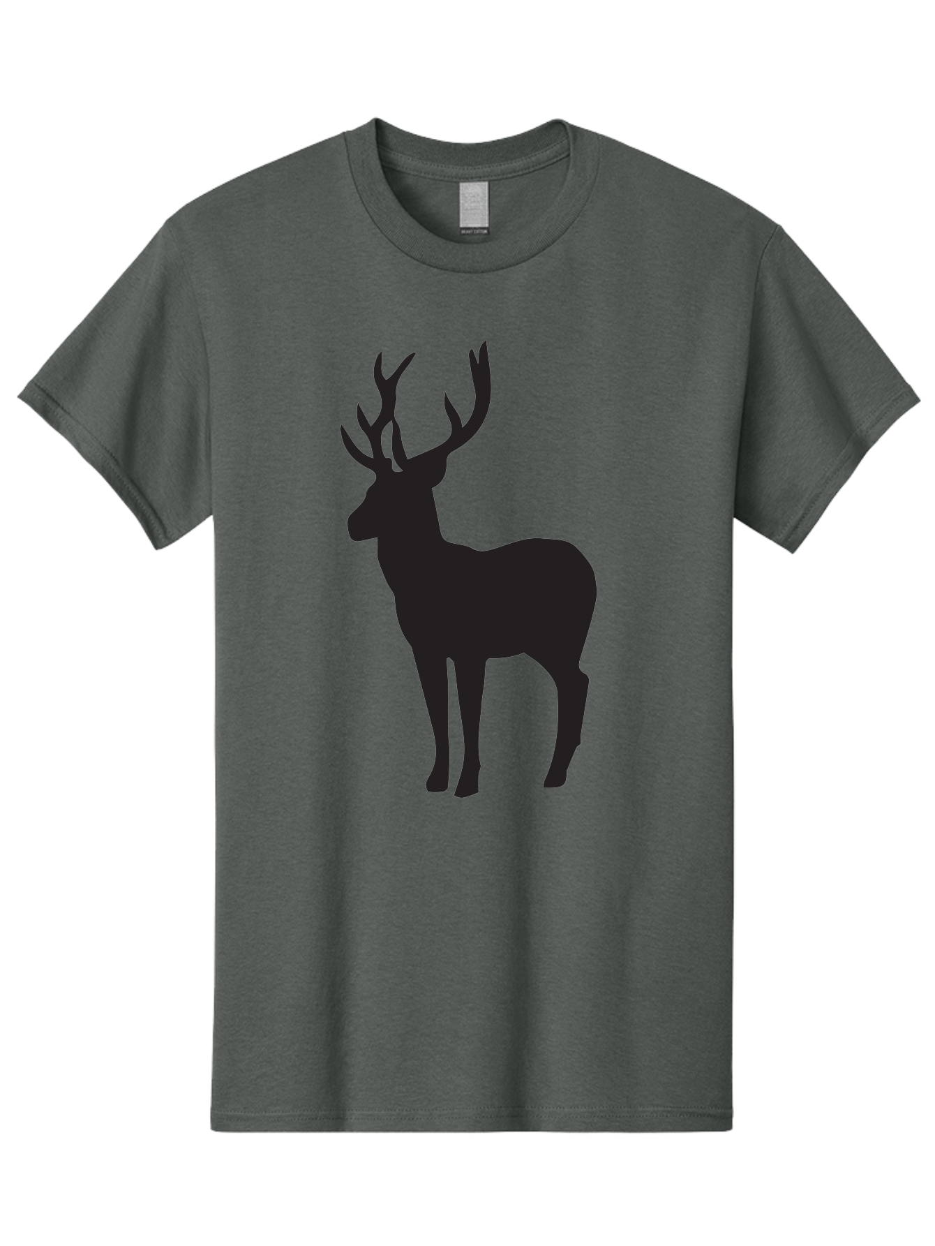 Deer-Silhouette-2 Men'S Graphic Tee, 100% Cotton, Comfortable Casual Summer Wear, Machine Washable, Deer Silhouette, Stag Illustration, Antlered Animal, Wildlife Graphic, Majestic Deer, Forest Creature, Simple Design, Minimalist Art, Aac643