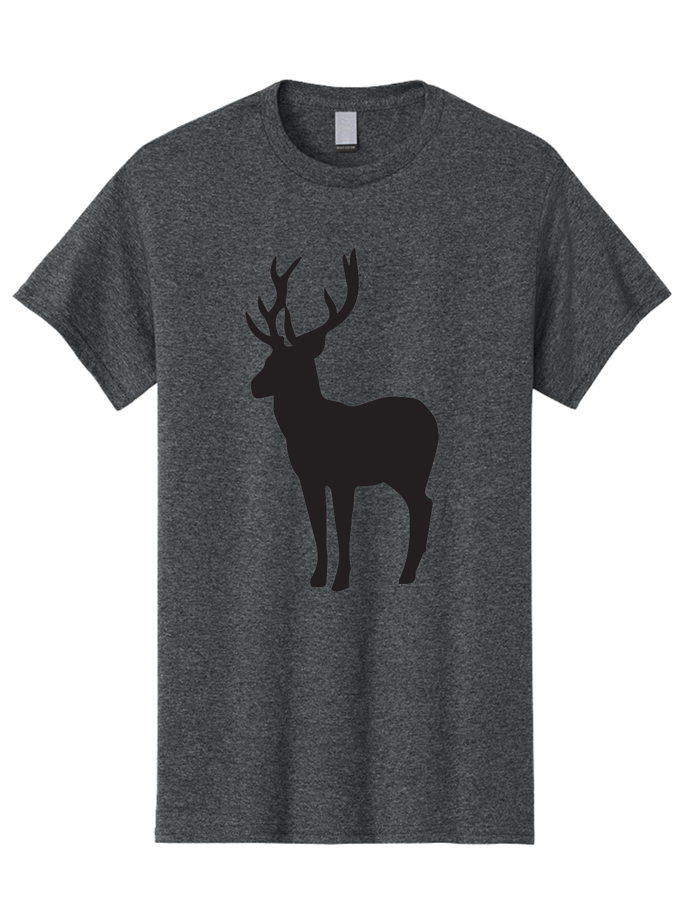Deer-Silhouette-2 Men'S Graphic Tee, 100% Cotton, Comfortable Casual Summer Wear, Machine Washable, Deer Silhouette, Stag Illustration, Antlered Animal, Wildlife Graphic, Majestic Deer, Forest Creature, Simple Design, Minimalist Art, Aac643