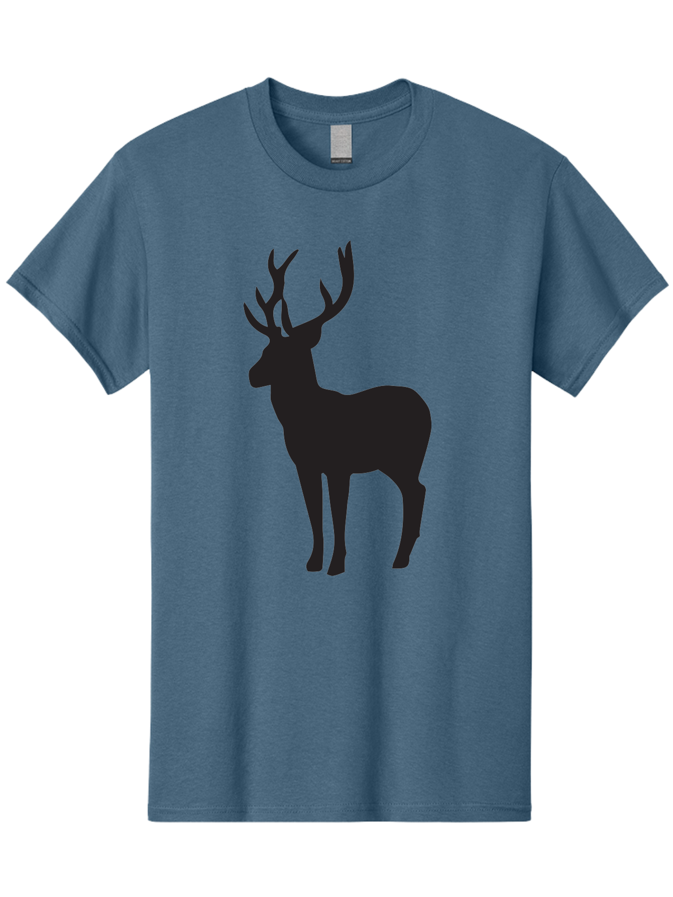 Deer-Silhouette-2 Men'S Graphic Tee, 100% Cotton, Comfortable Casual Summer Wear, Machine Washable, Deer Silhouette, Stag Illustration, Antlered Animal, Wildlife Graphic, Majestic Deer, Forest Creature, Simple Design, Minimalist Art, Aac643