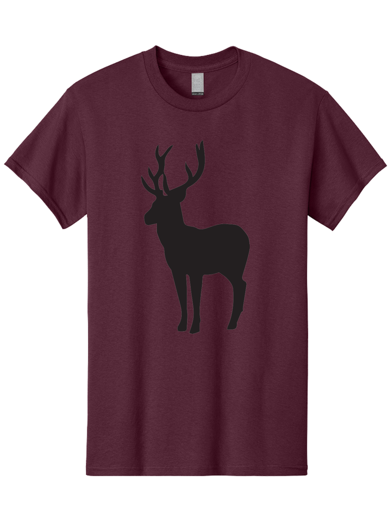 Deer-Silhouette-2 Men'S Graphic Tee, 100% Cotton, Comfortable Casual Summer Wear, Machine Washable, Deer Silhouette, Stag Illustration, Antlered Animal, Wildlife Graphic, Majestic Deer, Forest Creature, Simple Design, Minimalist Art, Aac643