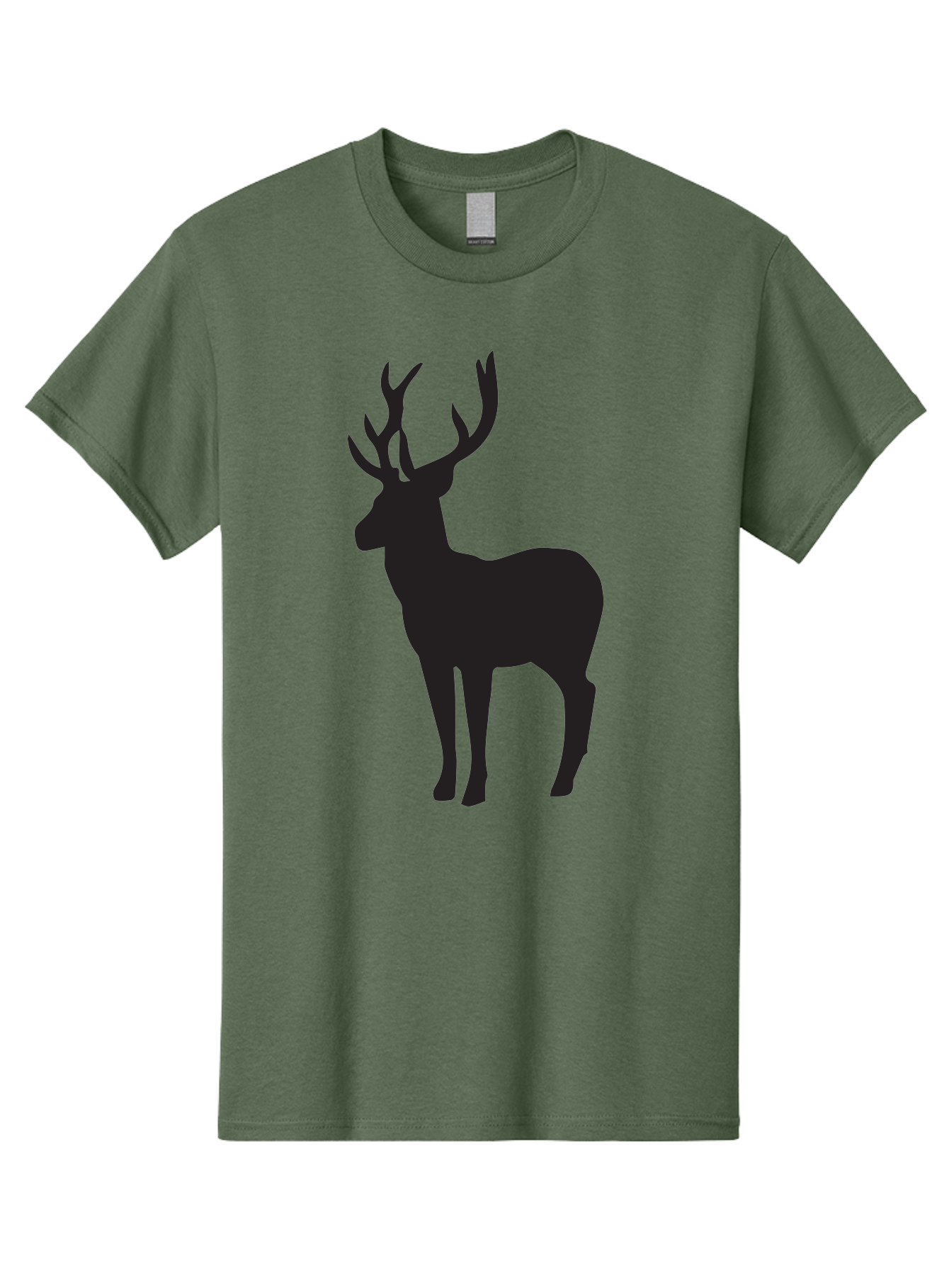 Deer-Silhouette-2 Men'S Graphic Tee, 100% Cotton, Comfortable Casual Summer Wear, Machine Washable, Deer Silhouette, Stag Illustration, Antlered Animal, Wildlife Graphic, Majestic Deer, Forest Creature, Simple Design, Minimalist Art, Aac643
