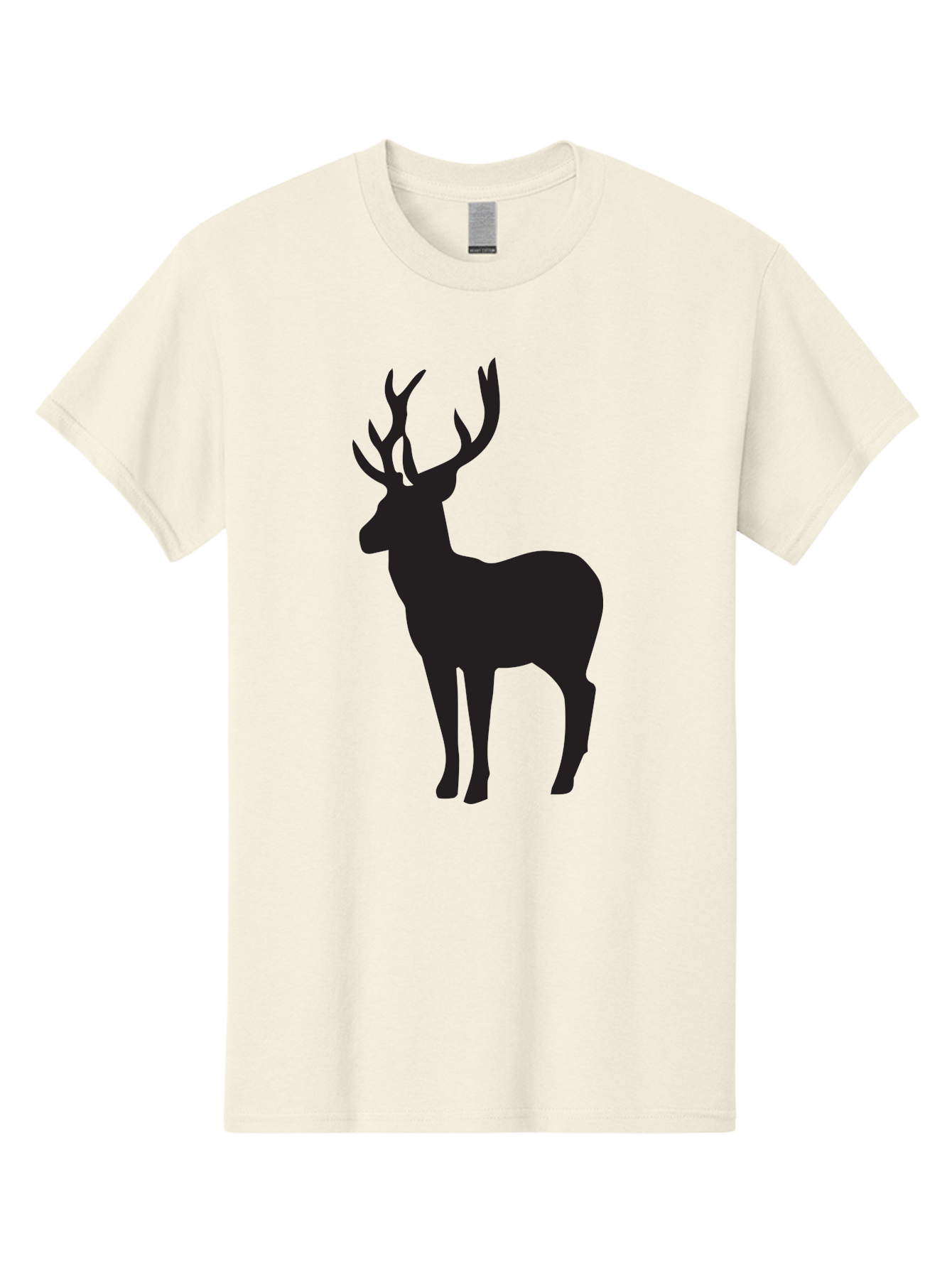 Deer-Silhouette-2 Men'S Graphic Tee, 100% Cotton, Comfortable Casual Summer Wear, Machine Washable, Deer Silhouette, Stag Illustration, Antlered Animal, Wildlife Graphic, Majestic Deer, Forest Creature, Simple Design, Minimalist Art, Aac643