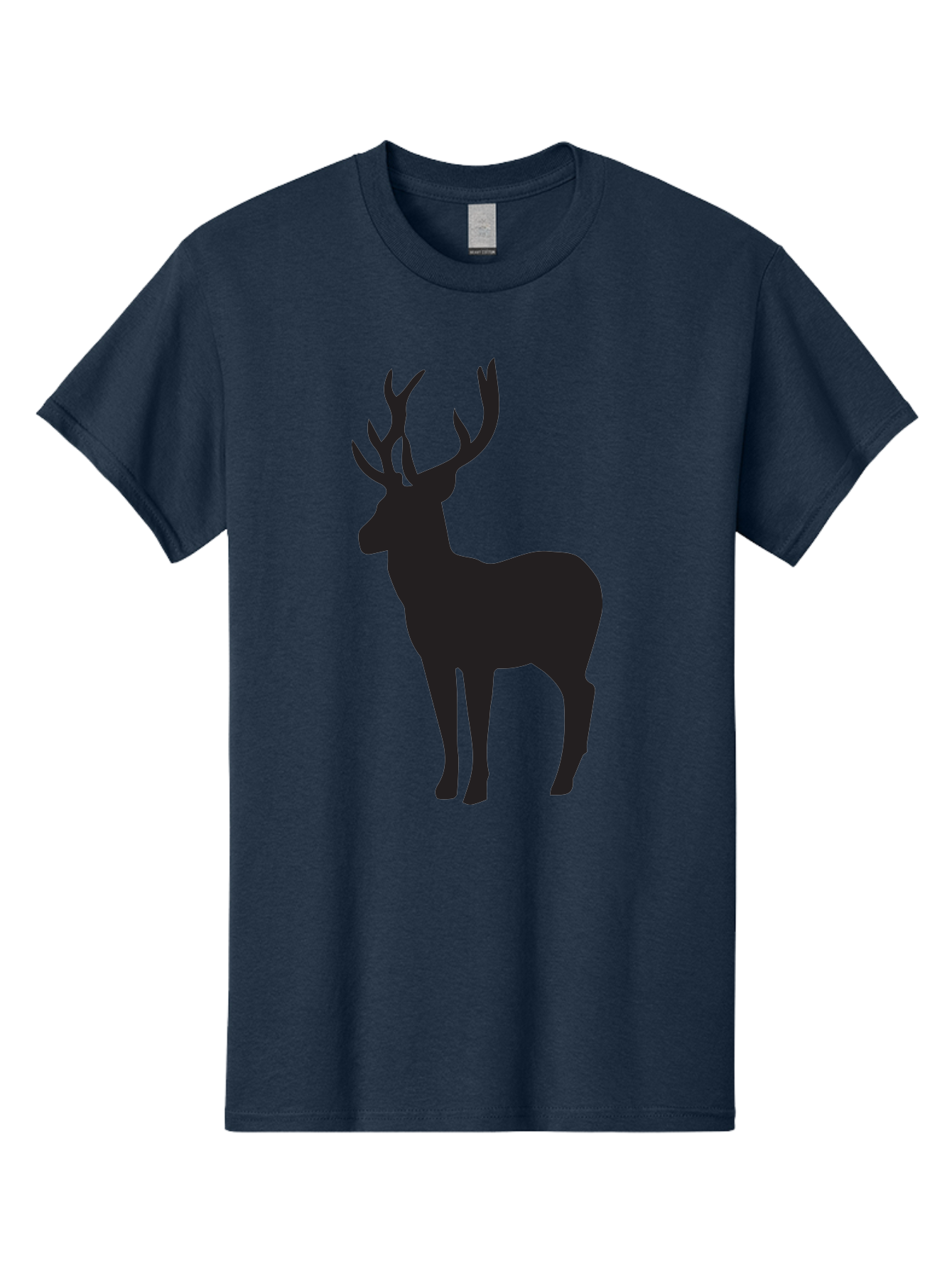 Deer-Silhouette-2 Men'S Graphic Tee, 100% Cotton, Comfortable Casual Summer Wear, Machine Washable, Deer Silhouette, Stag Illustration, Antlered Animal, Wildlife Graphic, Majestic Deer, Forest Creature, Simple Design, Minimalist Art, Aac643