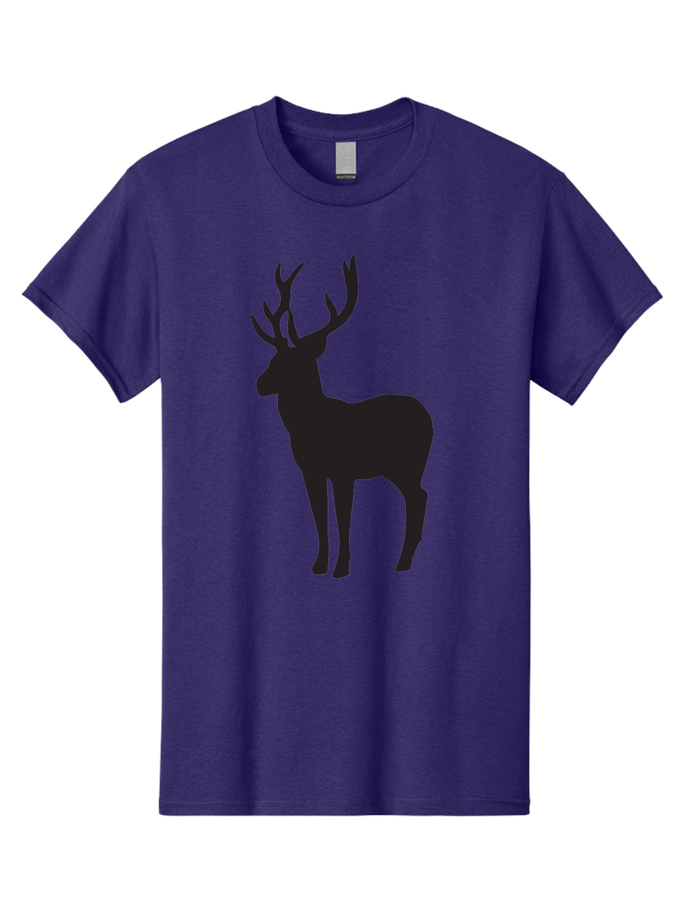 Deer-Silhouette-2 Men'S Graphic Tee, 100% Cotton, Comfortable Casual Summer Wear, Machine Washable, Deer Silhouette, Stag Illustration, Antlered Animal, Wildlife Graphic, Majestic Deer, Forest Creature, Simple Design, Minimalist Art, Aac643