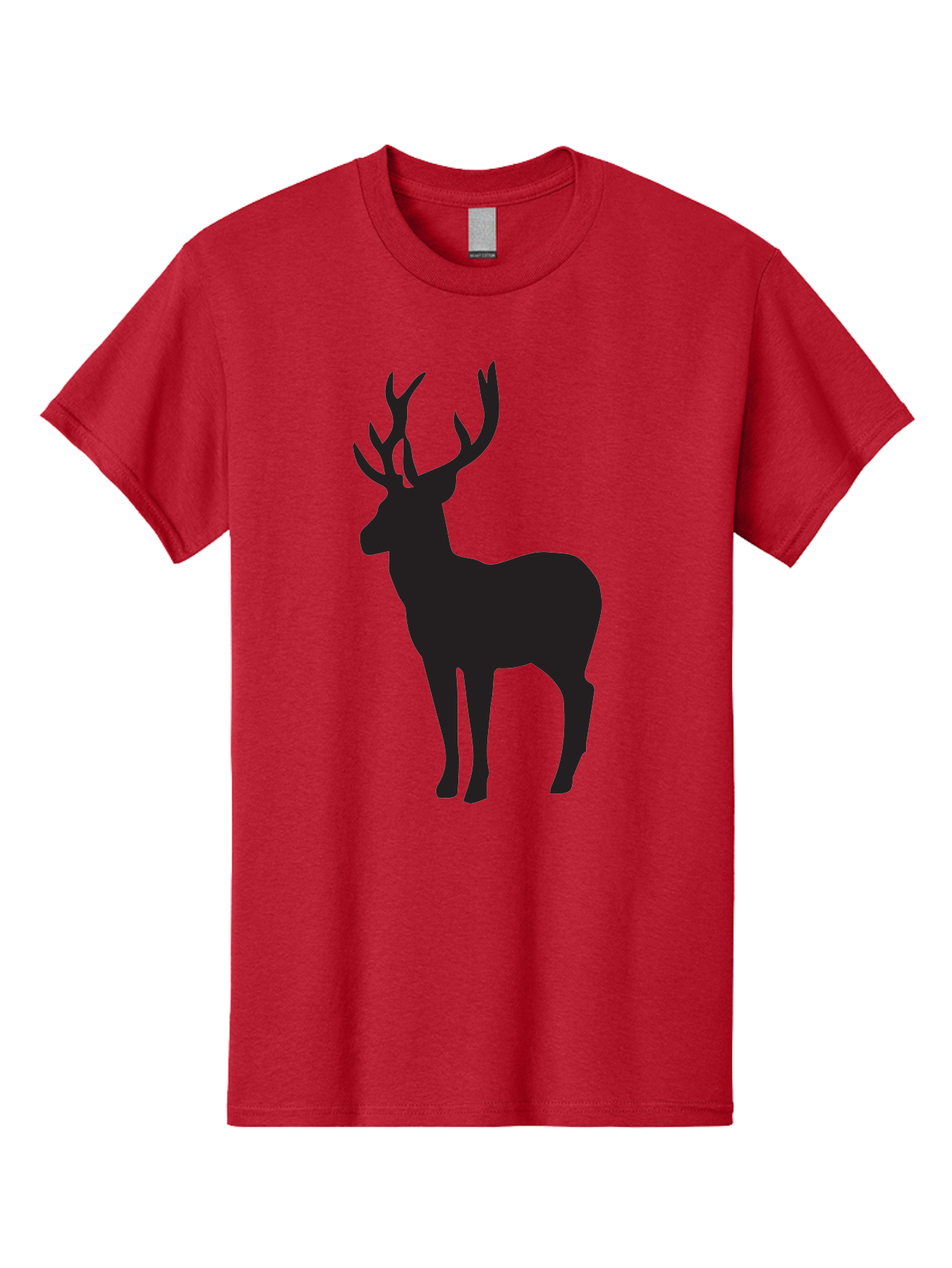 Deer-Silhouette-2 Men'S Graphic Tee, 100% Cotton, Comfortable Casual Summer Wear, Machine Washable, Deer Silhouette, Stag Illustration, Antlered Animal, Wildlife Graphic, Majestic Deer, Forest Creature, Simple Design, Minimalist Art, Aac643