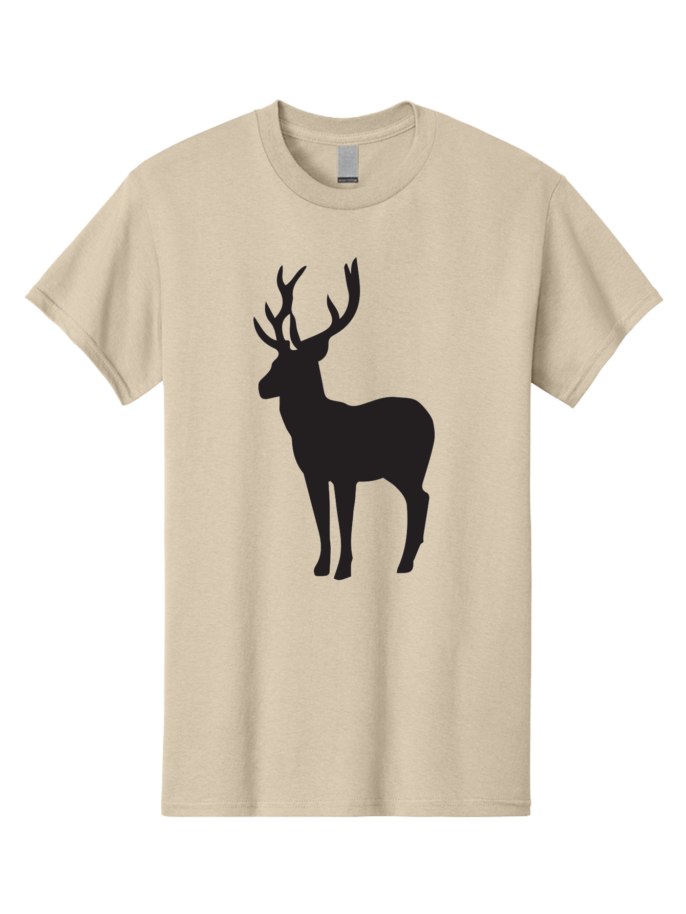 Deer-Silhouette-2 Men'S Graphic Tee, 100% Cotton, Comfortable Casual Summer Wear, Machine Washable, Deer Silhouette, Stag Illustration, Antlered Animal, Wildlife Graphic, Majestic Deer, Forest Creature, Simple Design, Minimalist Art, Aac643