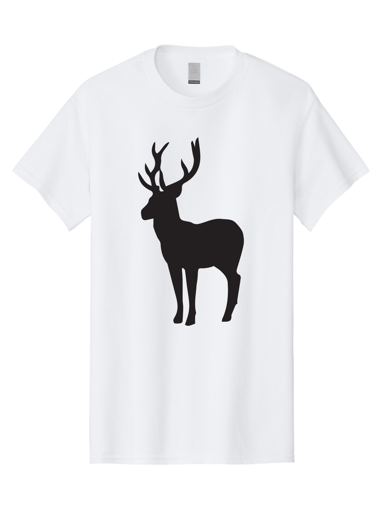 Deer-Silhouette-2 Men'S Graphic Tee, 100% Cotton, Comfortable Casual Summer Wear, Machine Washable, Deer Silhouette, Stag Illustration, Antlered Animal, Wildlife Graphic, Majestic Deer, Forest Creature, Simple Design, Minimalist Art, Aac643