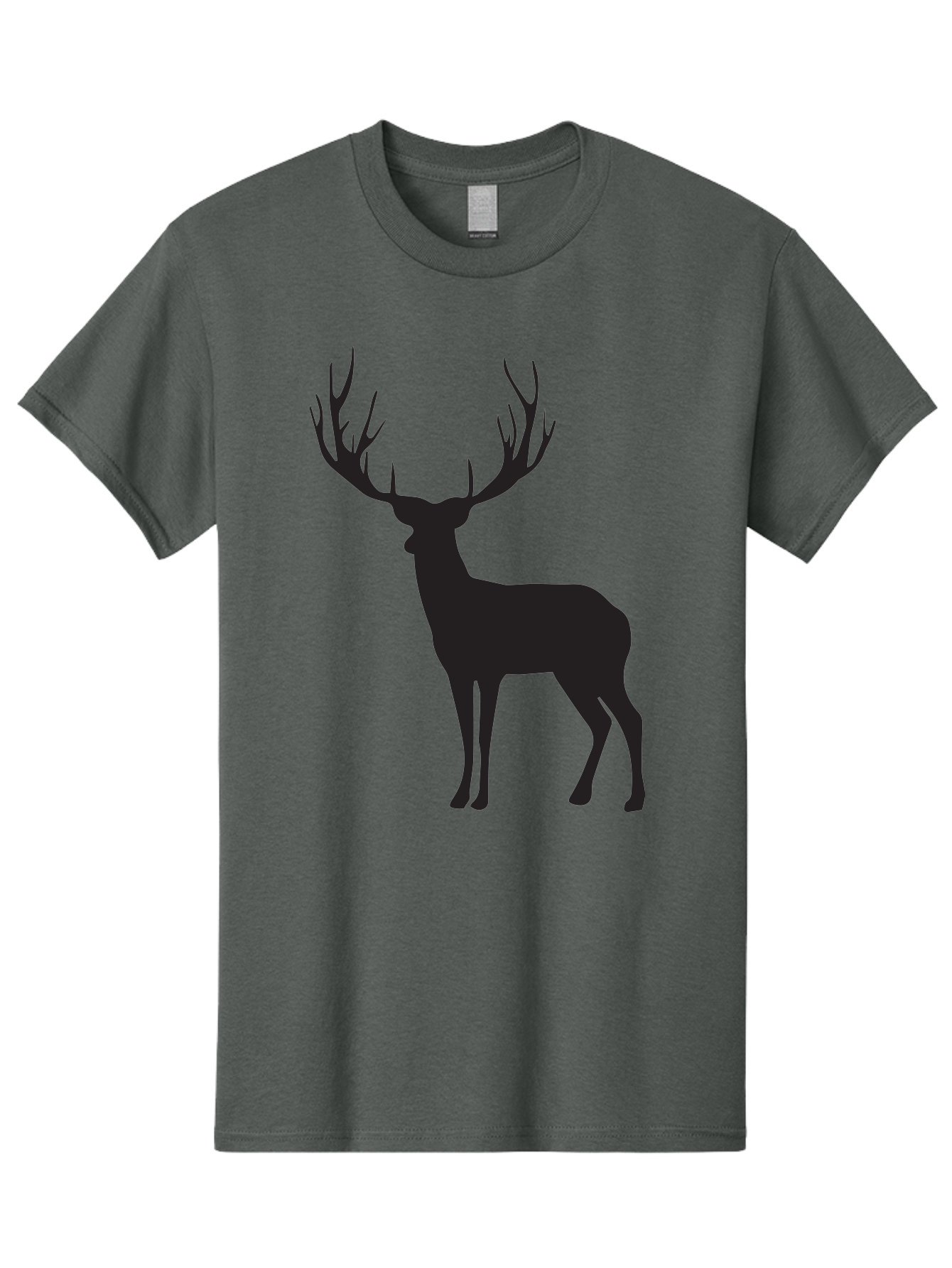 Deer-Silhouette-3 Men'S Graphic Tee, 100% Cotton, Comfortable Casual Summer Wear, Machine Washable, Deer Silhouette, Majestic Stag, Wildlife Illustration, Black Silhouette, Antlers, Wild Animal, Forest Creature, Nature Graphic Aac644