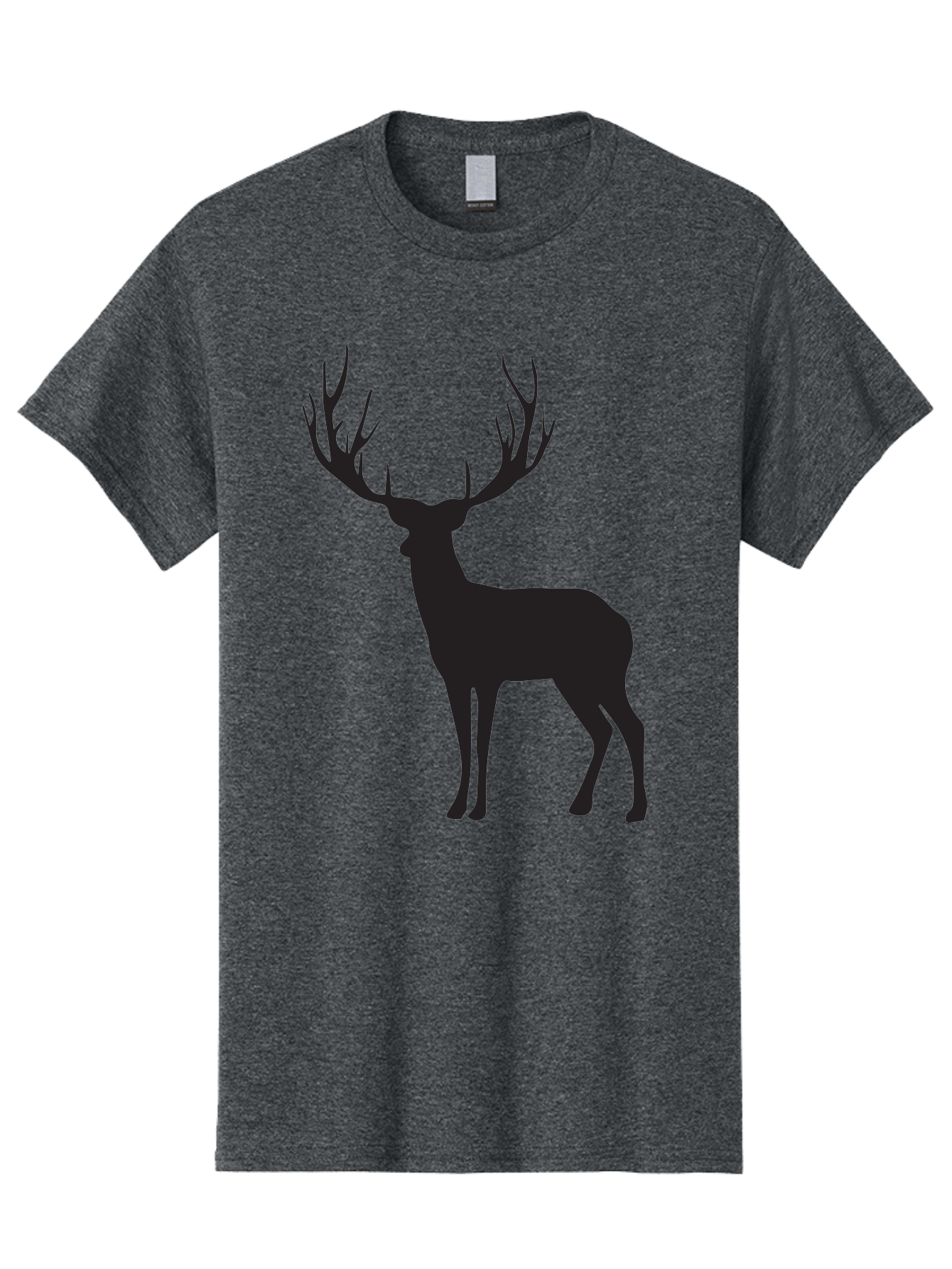 Deer-Silhouette-3 Men'S Graphic Tee, 100% Cotton, Comfortable Casual Summer Wear, Machine Washable, Deer Silhouette, Majestic Stag, Wildlife Illustration, Black Silhouette, Antlers, Wild Animal, Forest Creature, Nature Graphic Aac644