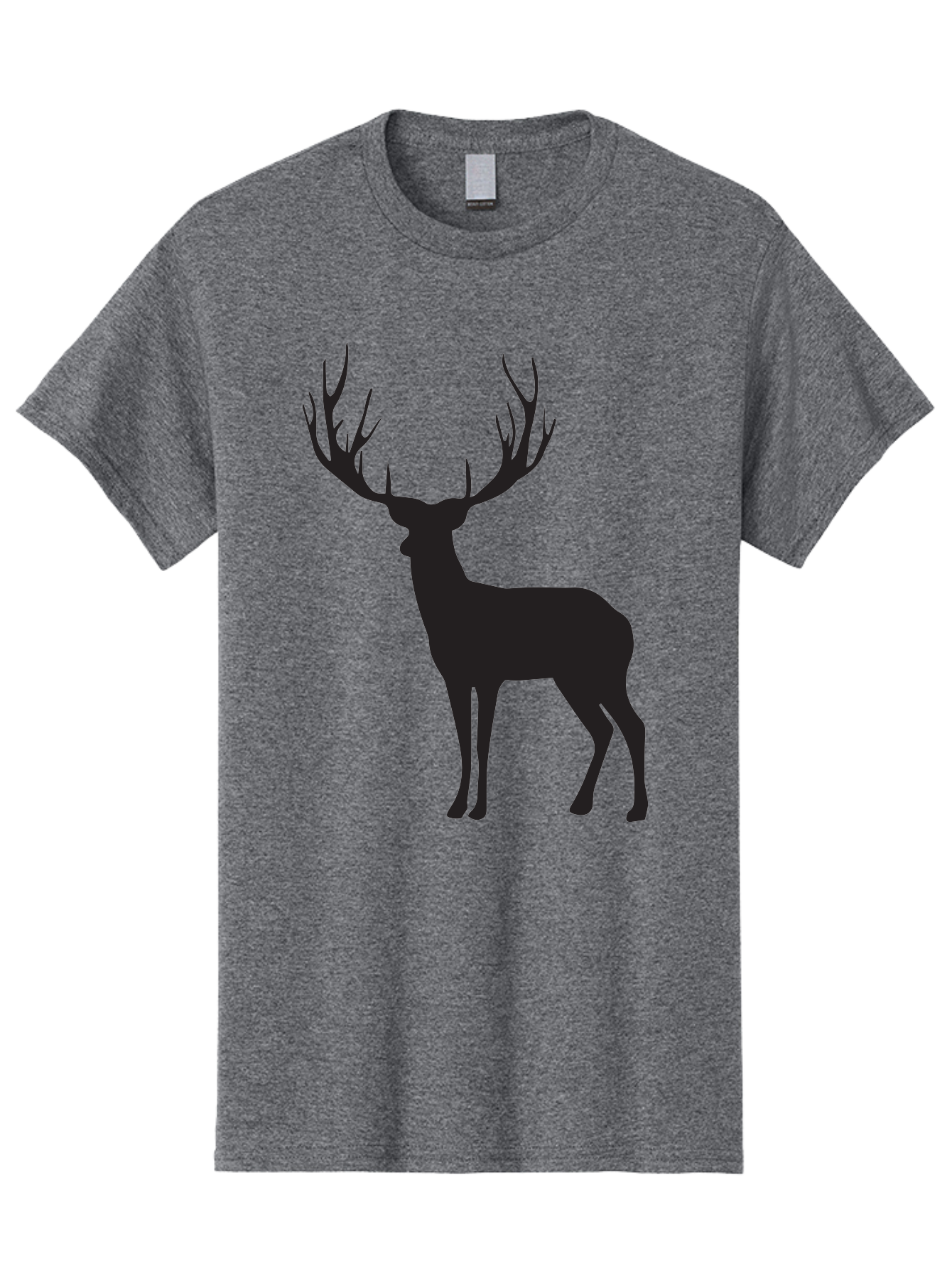 Deer-Silhouette-3 Men'S Graphic Tee, 100% Cotton, Comfortable Casual Summer Wear, Machine Washable, Deer Silhouette, Majestic Stag, Wildlife Illustration, Black Silhouette, Antlers, Wild Animal, Forest Creature, Nature Graphic Aac644