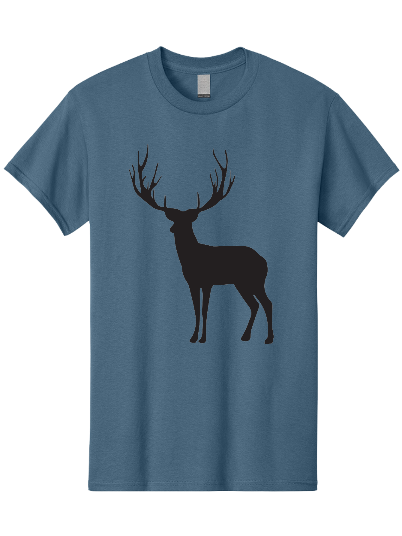 Deer-Silhouette-3 Men'S Graphic Tee, 100% Cotton, Comfortable Casual Summer Wear, Machine Washable, Deer Silhouette, Majestic Stag, Wildlife Illustration, Black Silhouette, Antlers, Wild Animal, Forest Creature, Nature Graphic Aac644