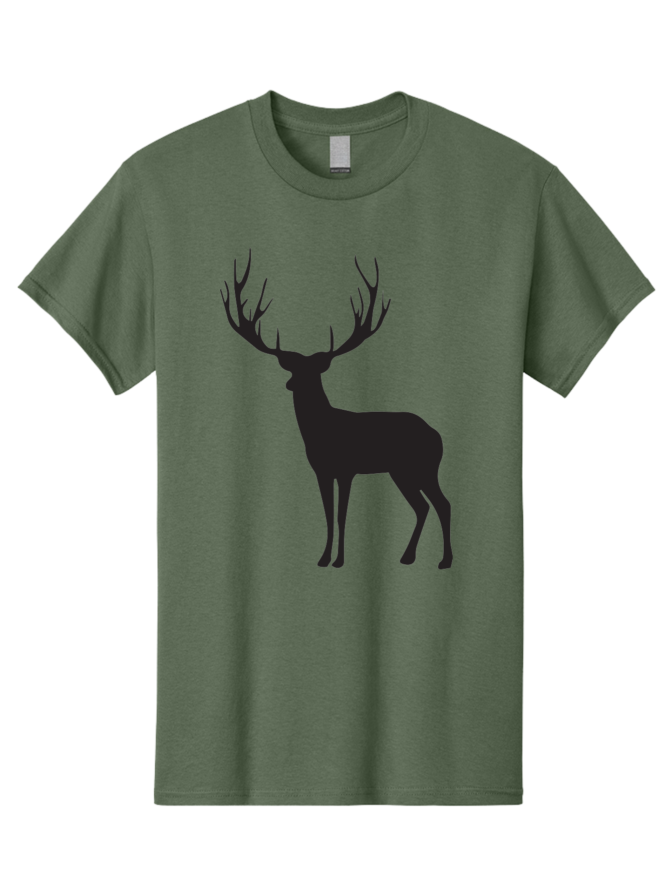 Deer-Silhouette-3 Men'S Graphic Tee, 100% Cotton, Comfortable Casual Summer Wear, Machine Washable, Deer Silhouette, Majestic Stag, Wildlife Illustration, Black Silhouette, Antlers, Wild Animal, Forest Creature, Nature Graphic Aac644