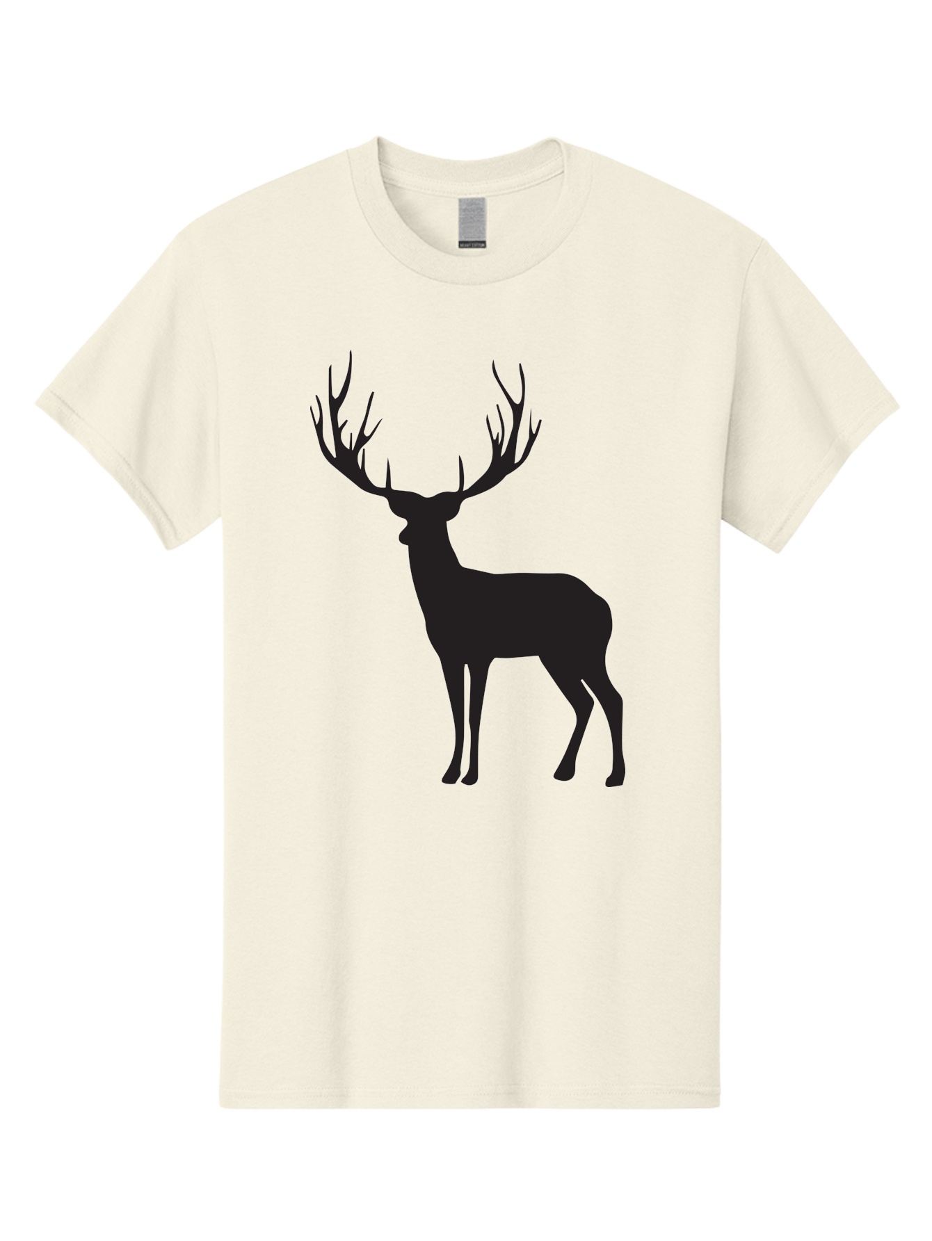Deer-Silhouette-3 Men'S Graphic Tee, 100% Cotton, Comfortable Casual Summer Wear, Machine Washable, Deer Silhouette, Majestic Stag, Wildlife Illustration, Black Silhouette, Antlers, Wild Animal, Forest Creature, Nature Graphic Aac644