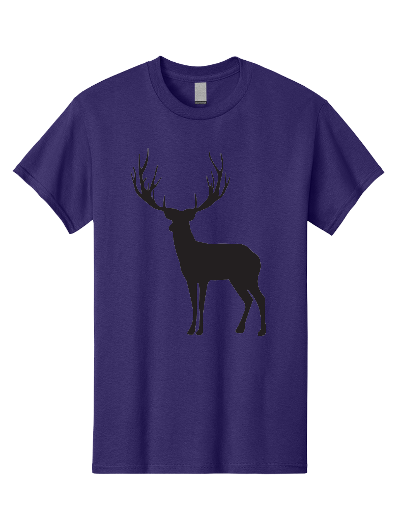 Deer-Silhouette-3 Men'S Graphic Tee, 100% Cotton, Comfortable Casual Summer Wear, Machine Washable, Deer Silhouette, Majestic Stag, Wildlife Illustration, Black Silhouette, Antlers, Wild Animal, Forest Creature, Nature Graphic Aac644