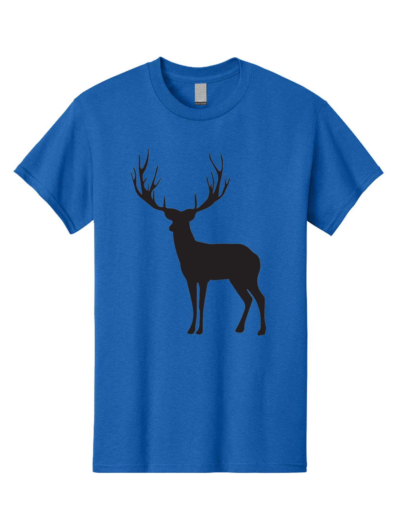 Deer-Silhouette-3 Men'S Graphic Tee, 100% Cotton, Comfortable Casual Summer Wear, Machine Washable, Deer Silhouette, Majestic Stag, Wildlife Illustration, Black Silhouette, Antlers, Wild Animal, Forest Creature, Nature Graphic Aac644