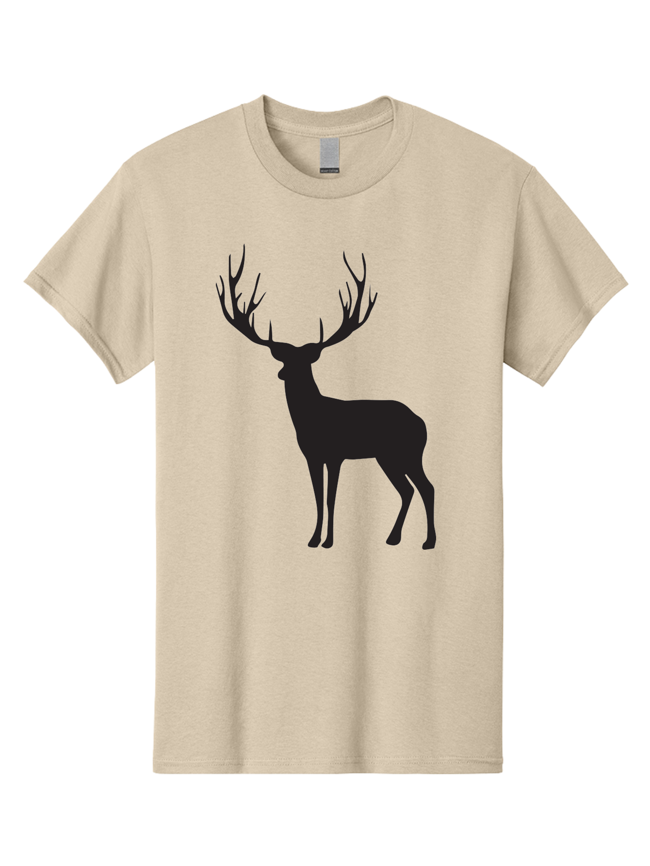 Deer-Silhouette-3 Men'S Graphic Tee, 100% Cotton, Comfortable Casual Summer Wear, Machine Washable, Deer Silhouette, Majestic Stag, Wildlife Illustration, Black Silhouette, Antlers, Wild Animal, Forest Creature, Nature Graphic Aac644