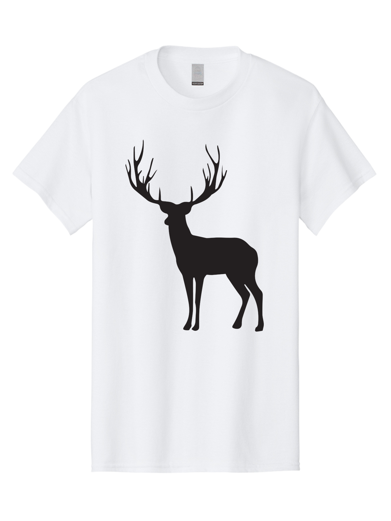 Deer-Silhouette-3 Men'S Graphic Tee, 100% Cotton, Comfortable Casual Summer Wear, Machine Washable, Deer Silhouette, Majestic Stag, Wildlife Illustration, Black Silhouette, Antlers, Wild Animal, Forest Creature, Nature Graphic Aac644