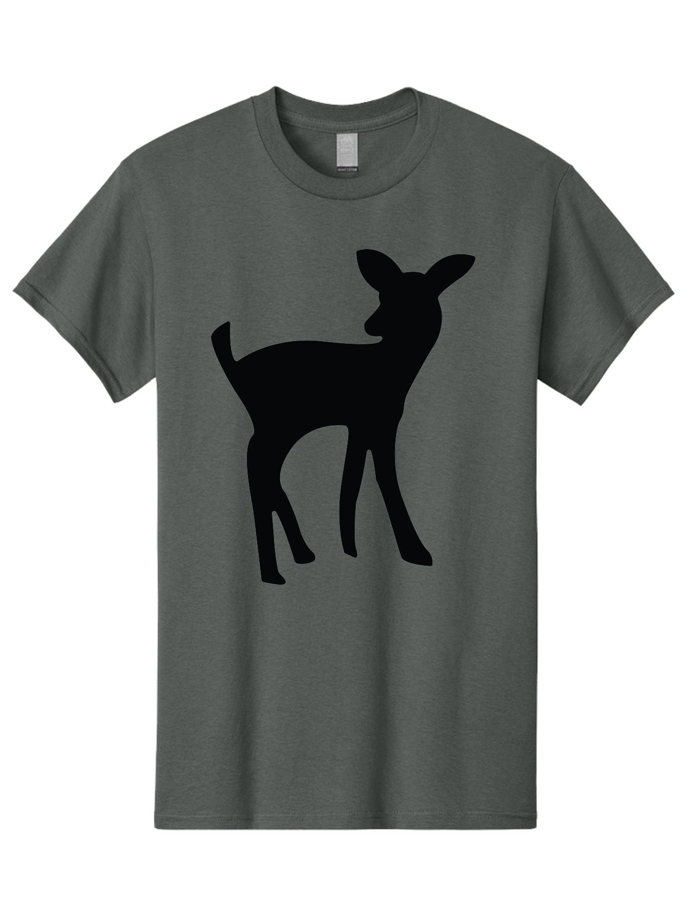 Deer-Silhouette Men'S Graphic Tee, 100% Cotton, Comfortable Casual Summer Wear, Machine Washable, Deer Silhouette, Wildlife Art, Minimalist Design, Black Silhouette, Simple Shapes, Animal Graphics, Nature-Inspired, Forest Creatures Aac645