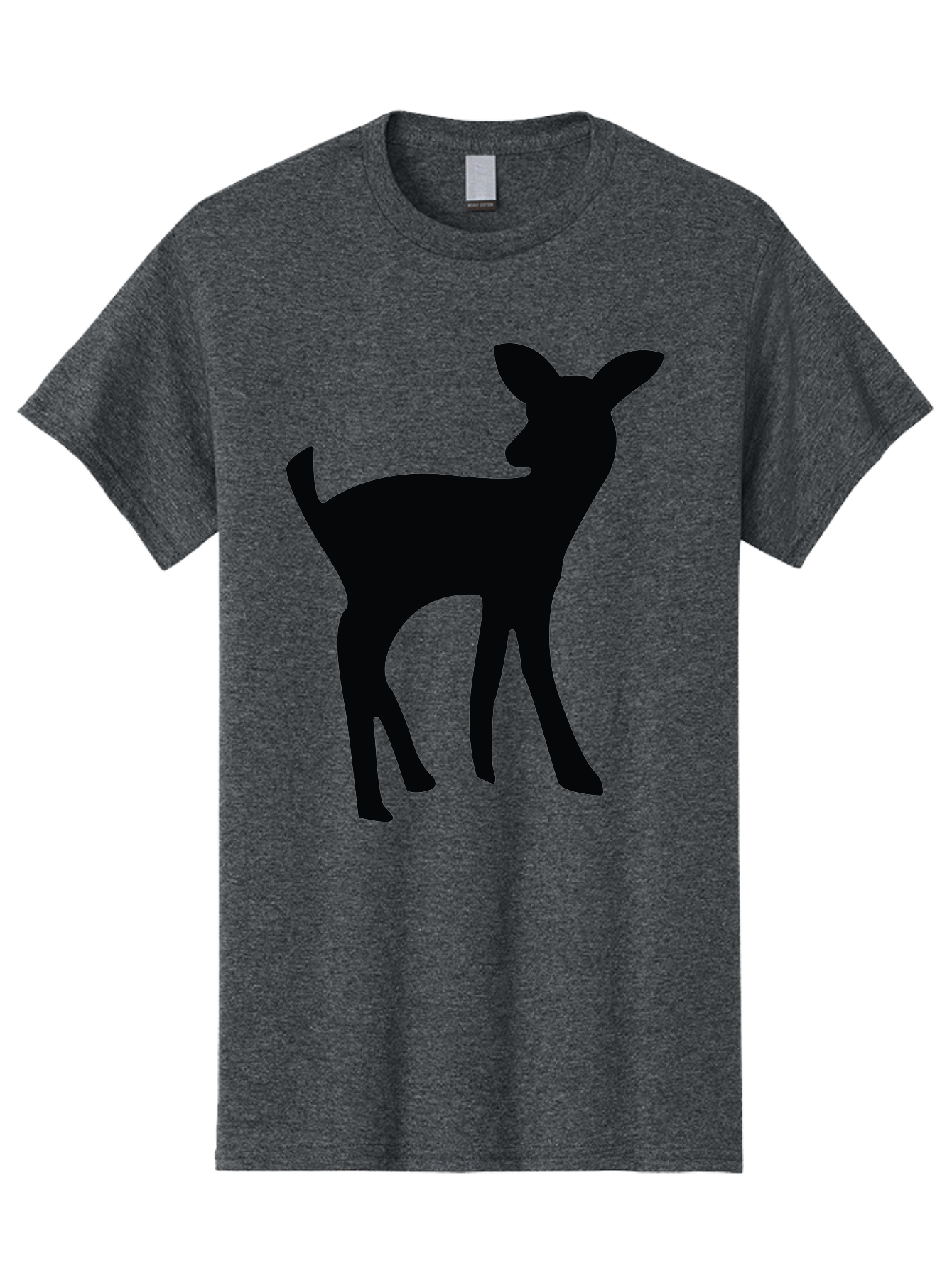 Deer-Silhouette Men'S Graphic Tee, 100% Cotton, Comfortable Casual Summer Wear, Machine Washable, Deer Silhouette, Wildlife Art, Minimalist Design, Black Silhouette, Simple Shapes, Animal Graphics, Nature-Inspired, Forest Creatures Aac645