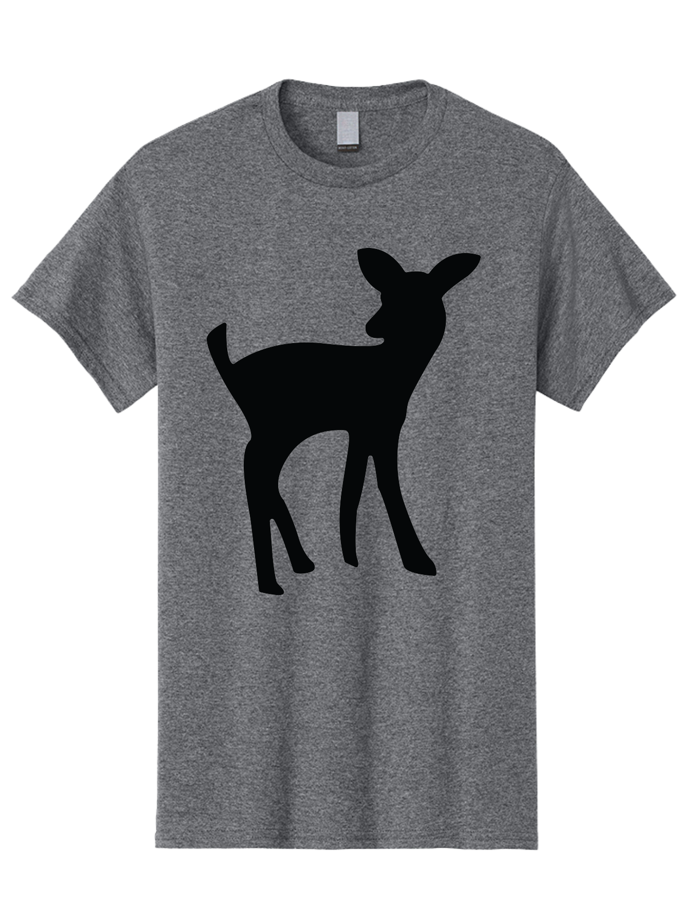 Deer-Silhouette Men'S Graphic Tee, 100% Cotton, Comfortable Casual Summer Wear, Machine Washable, Deer Silhouette, Wildlife Art, Minimalist Design, Black Silhouette, Simple Shapes, Animal Graphics, Nature-Inspired, Forest Creatures Aac645