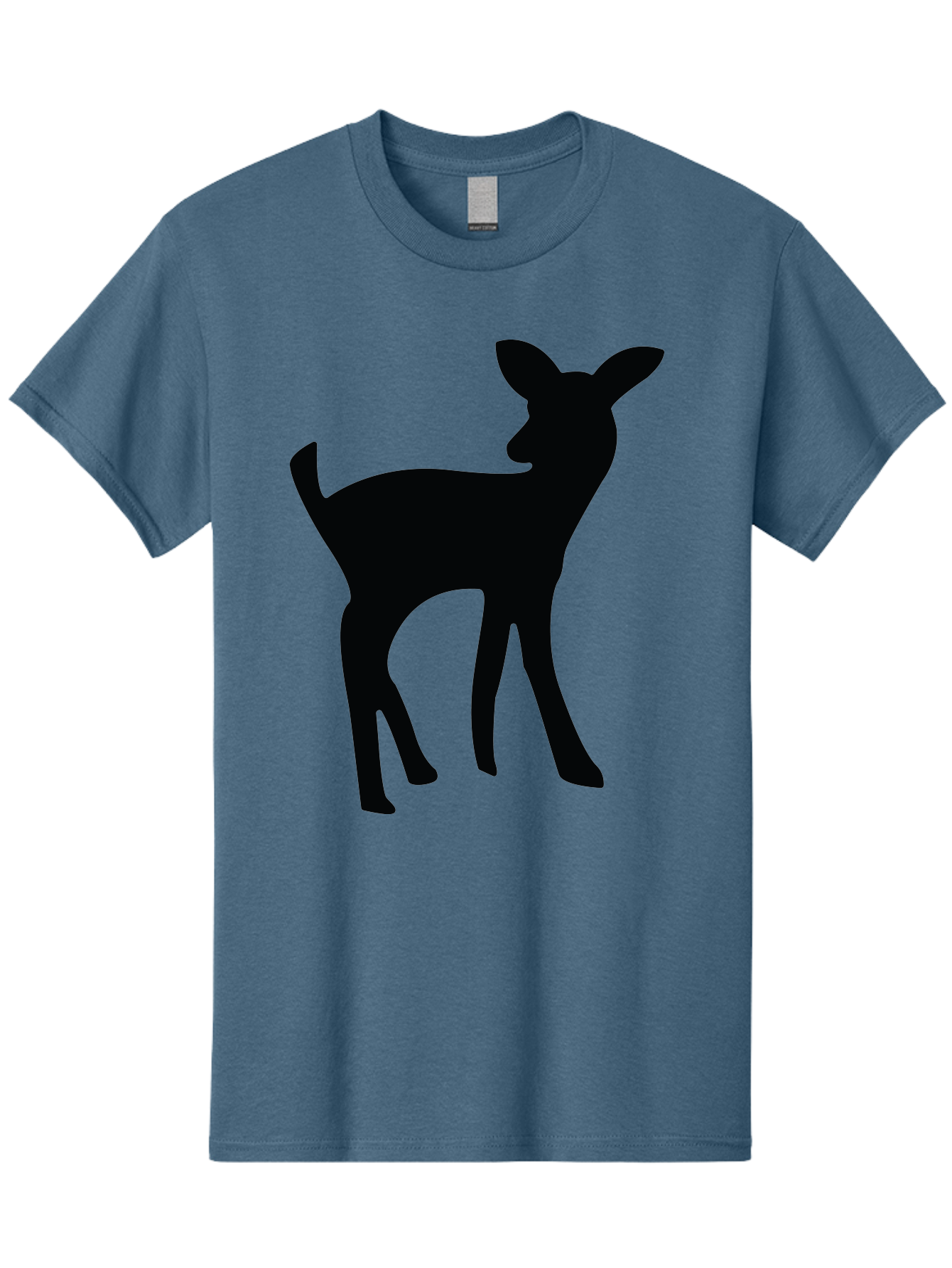 Deer-Silhouette Men'S Graphic Tee, 100% Cotton, Comfortable Casual Summer Wear, Machine Washable, Deer Silhouette, Wildlife Art, Minimalist Design, Black Silhouette, Simple Shapes, Animal Graphics, Nature-Inspired, Forest Creatures Aac645