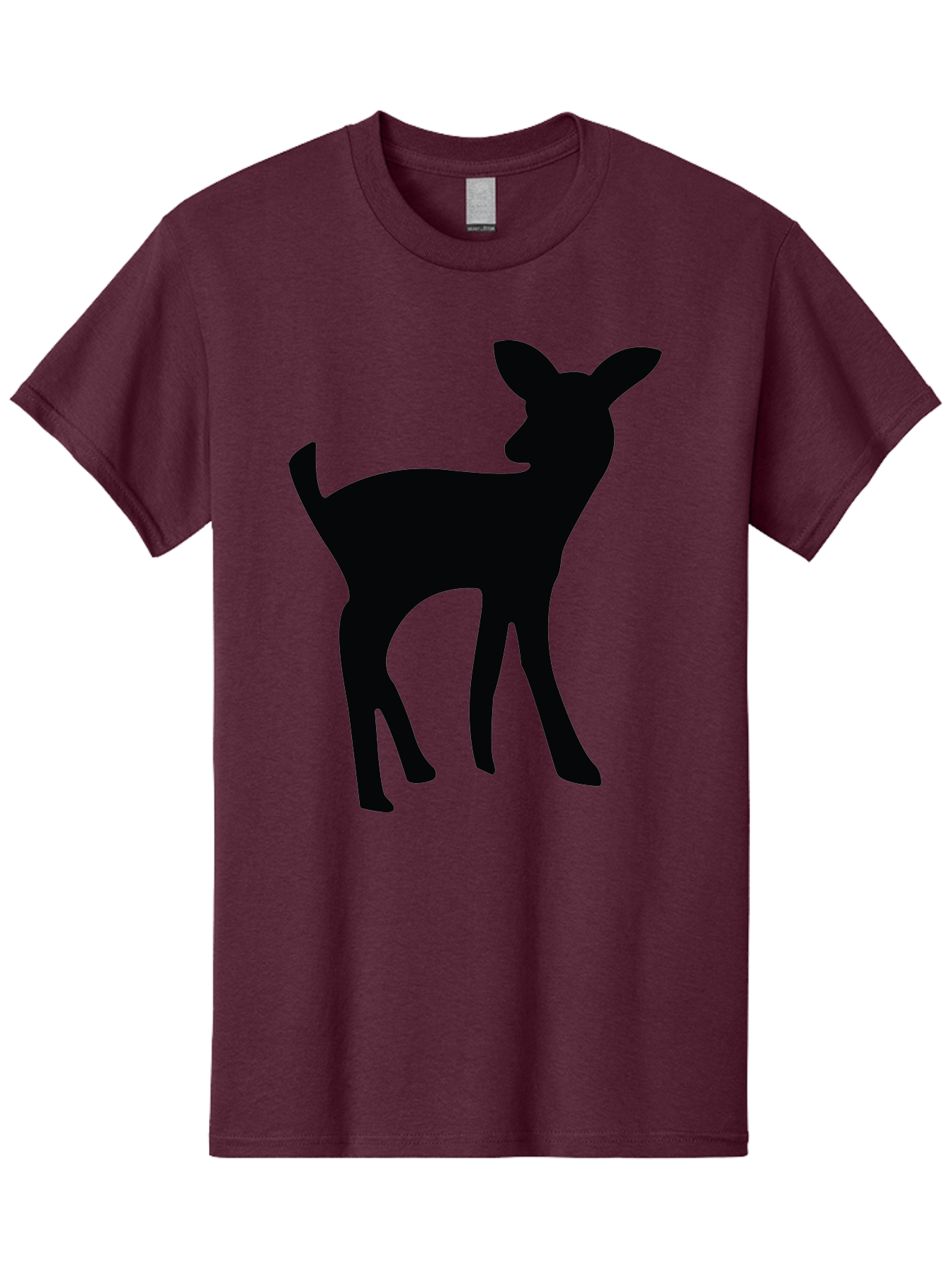 Deer-Silhouette Men'S Graphic Tee, 100% Cotton, Comfortable Casual Summer Wear, Machine Washable, Deer Silhouette, Wildlife Art, Minimalist Design, Black Silhouette, Simple Shapes, Animal Graphics, Nature-Inspired, Forest Creatures Aac645