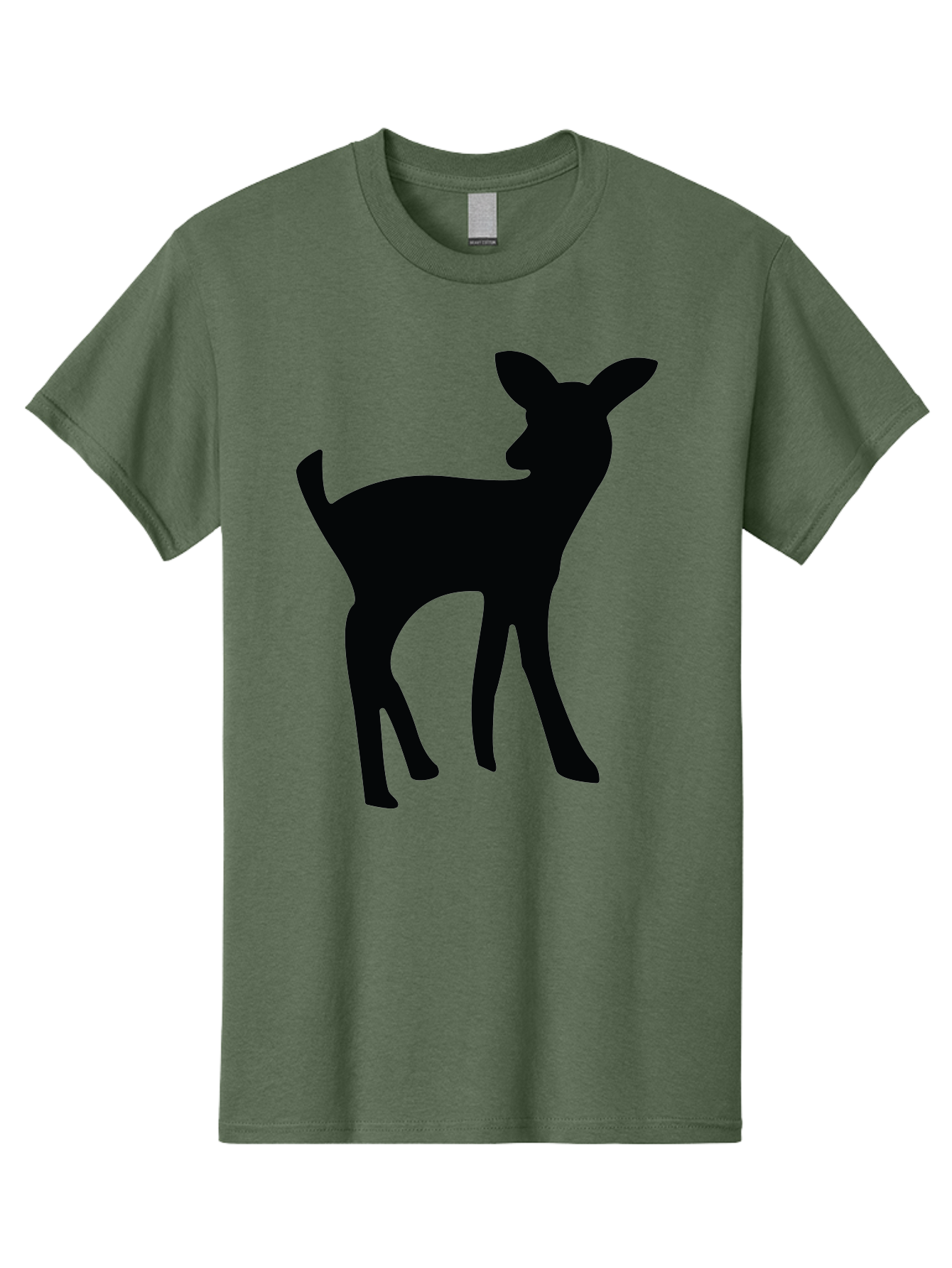 Deer-Silhouette Men'S Graphic Tee, 100% Cotton, Comfortable Casual Summer Wear, Machine Washable, Deer Silhouette, Wildlife Art, Minimalist Design, Black Silhouette, Simple Shapes, Animal Graphics, Nature-Inspired, Forest Creatures Aac645