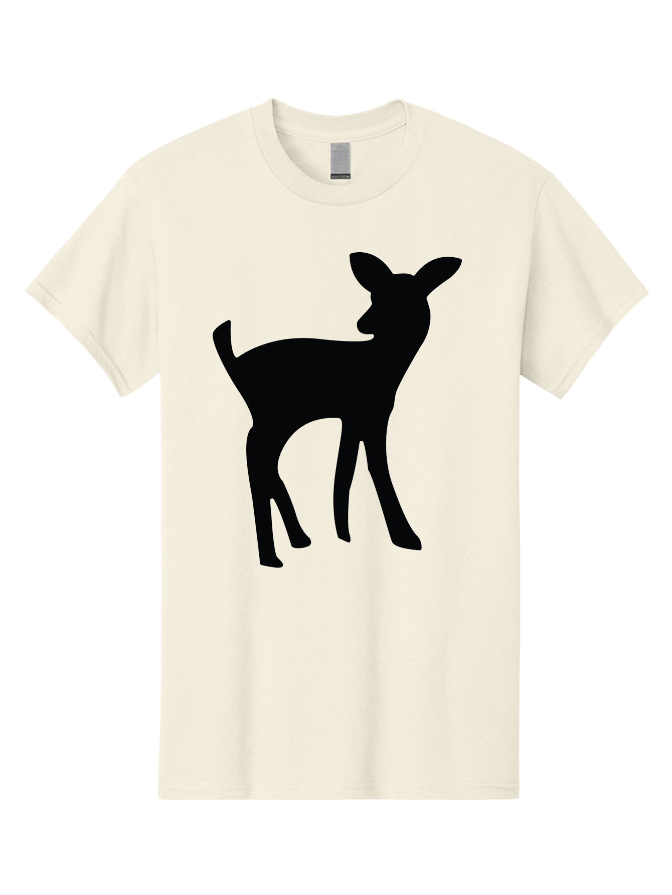 Deer-Silhouette Men'S Graphic Tee, 100% Cotton, Comfortable Casual Summer Wear, Machine Washable, Deer Silhouette, Wildlife Art, Minimalist Design, Black Silhouette, Simple Shapes, Animal Graphics, Nature-Inspired, Forest Creatures Aac645