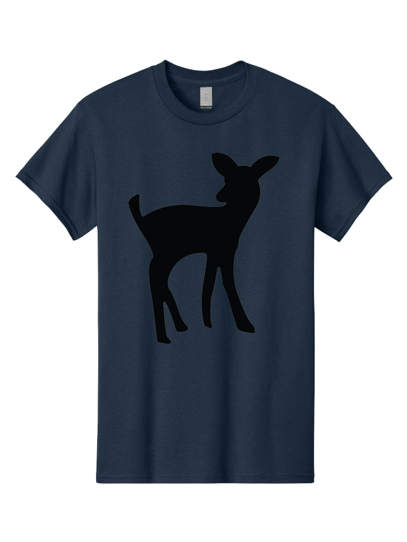 Deer-Silhouette Men'S Graphic Tee, 100% Cotton, Comfortable Casual Summer Wear, Machine Washable, Deer Silhouette, Wildlife Art, Minimalist Design, Black Silhouette, Simple Shapes, Animal Graphics, Nature-Inspired, Forest Creatures Aac645