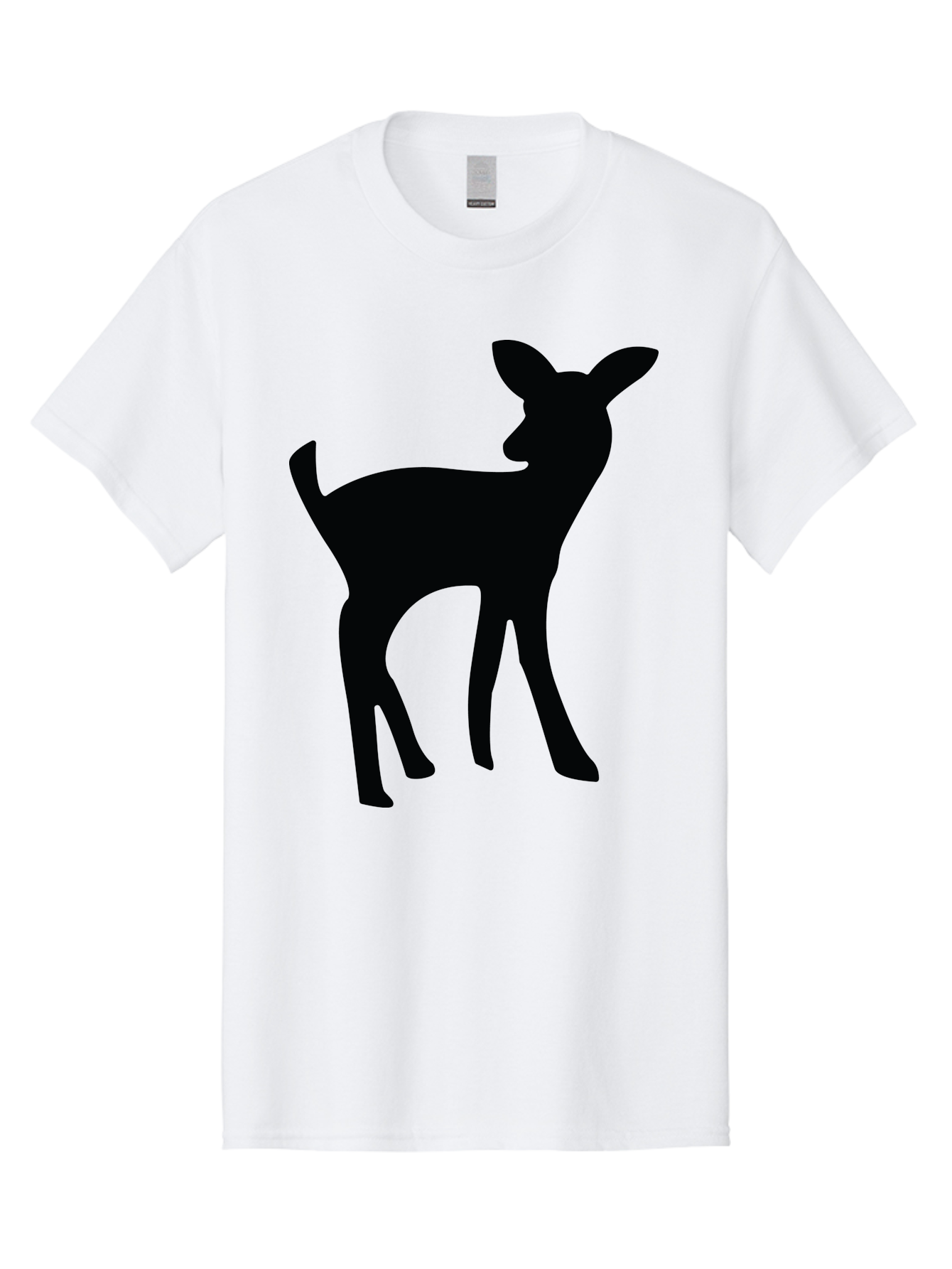 Deer-Silhouette Men'S Graphic Tee, 100% Cotton, Comfortable Casual Summer Wear, Machine Washable, Deer Silhouette, Wildlife Art, Minimalist Design, Black Silhouette, Simple Shapes, Animal Graphics, Nature-Inspired, Forest Creatures Aac645