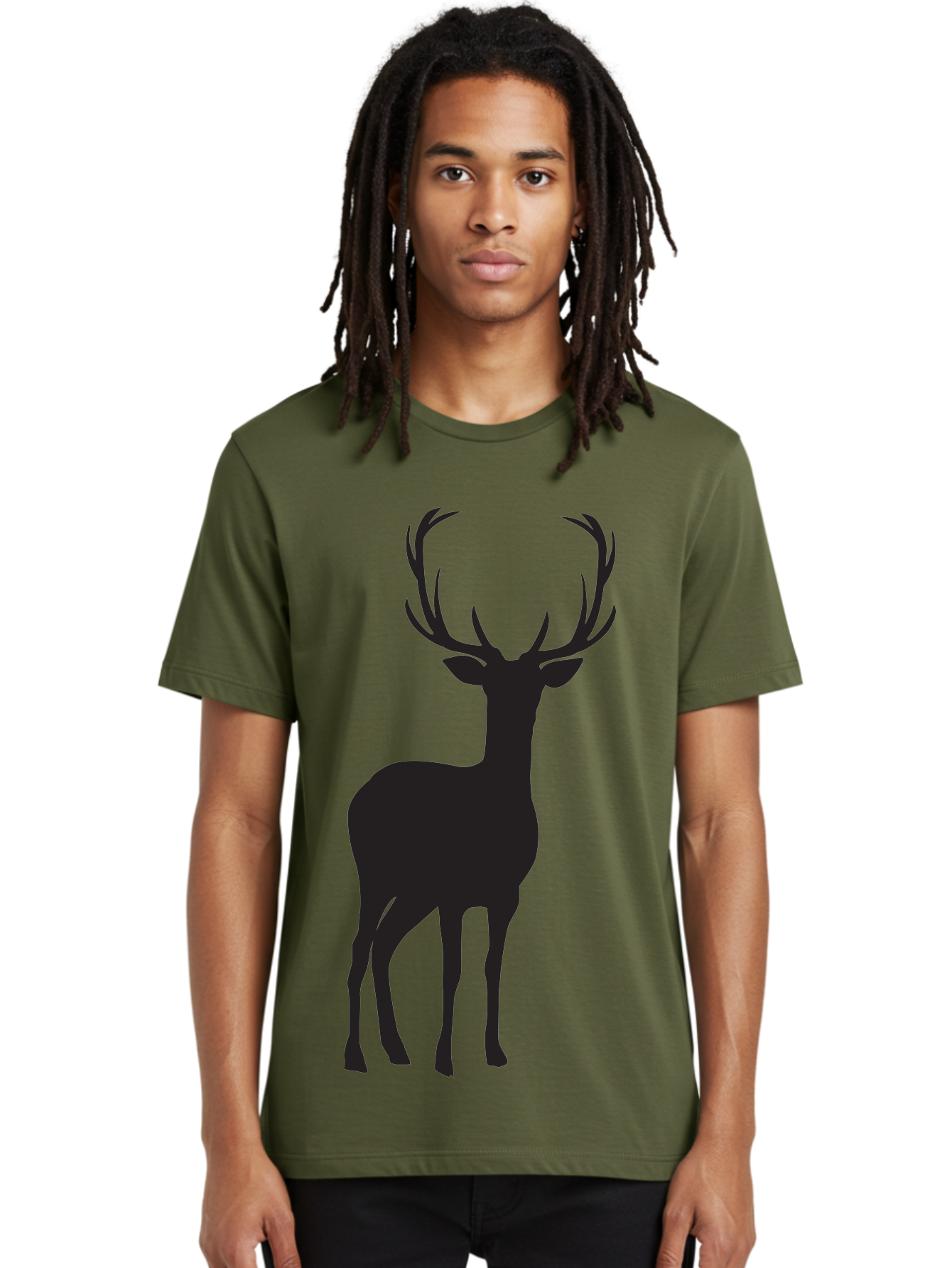 Deer Men'S Graphic Tee, 100% Cotton, Comfortable Casual Summer Wear, Machine Washable, Deer Silhouette, Majestic Stag, Wildlife Graphic, Antlers, Wild Animal, Minimalist Design, Nature-Inspired Art, Simple Illustration Aac647