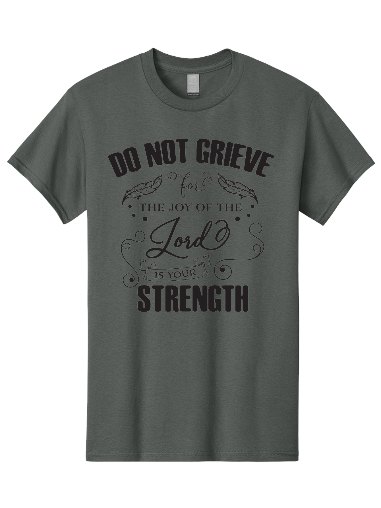 Do-Not-Grieve Men'S Graphic Tee, 100% Cotton, Comfortable Casual Summer Wear, Machine Washable, Inspirational Quote, Motivational Words, Faith-Based Message, Spiritual Guidance, Positive Affirmation, Scripture-Based, Bible Verse, Lord'S Joy, Aac649