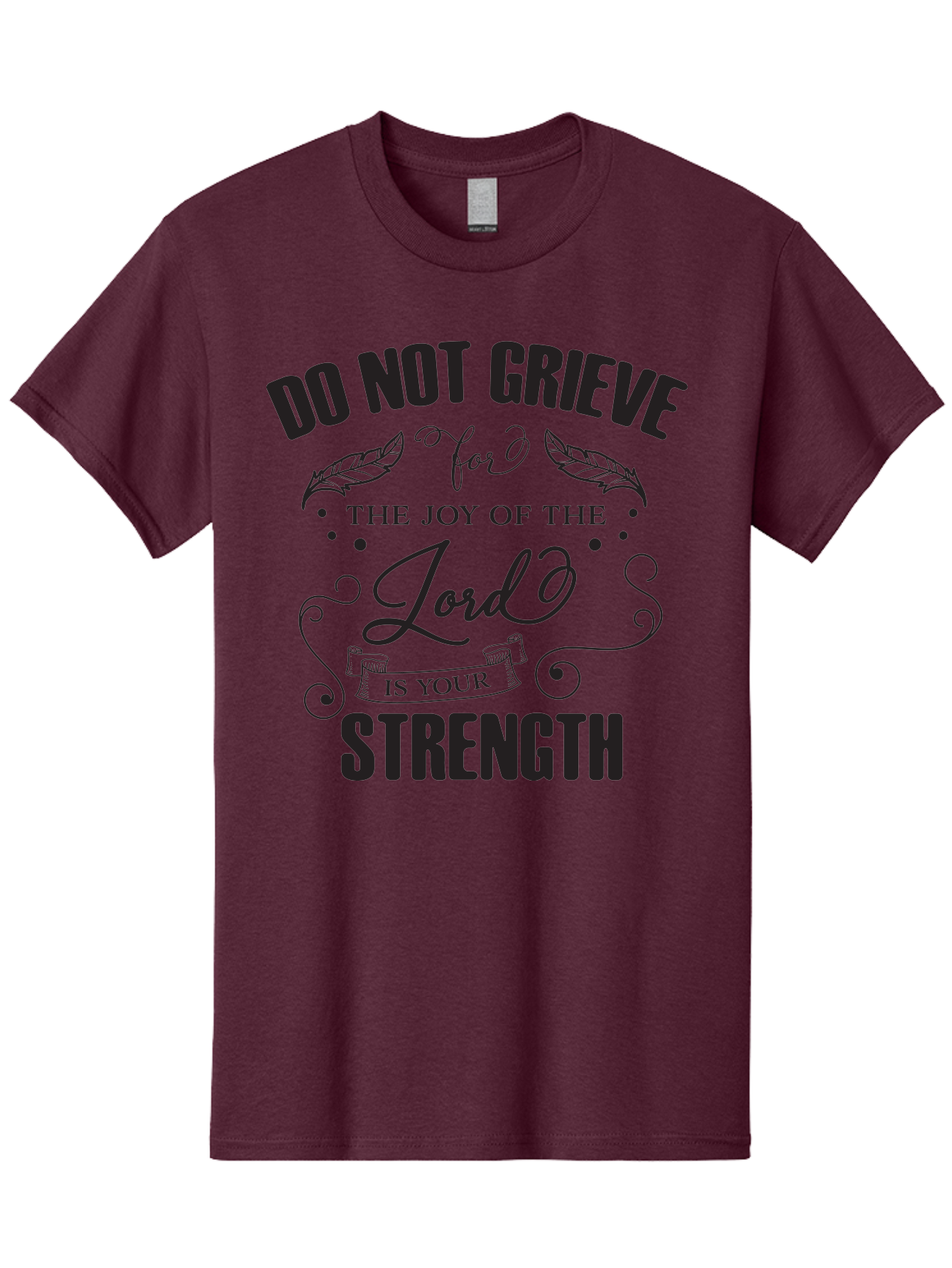 Do-Not-Grieve Men'S Graphic Tee, 100% Cotton, Comfortable Casual Summer Wear, Machine Washable, Inspirational Quote, Motivational Words, Faith-Based Message, Spiritual Guidance, Positive Affirmation, Scripture-Based, Bible Verse, Lord'S Joy, Aac649