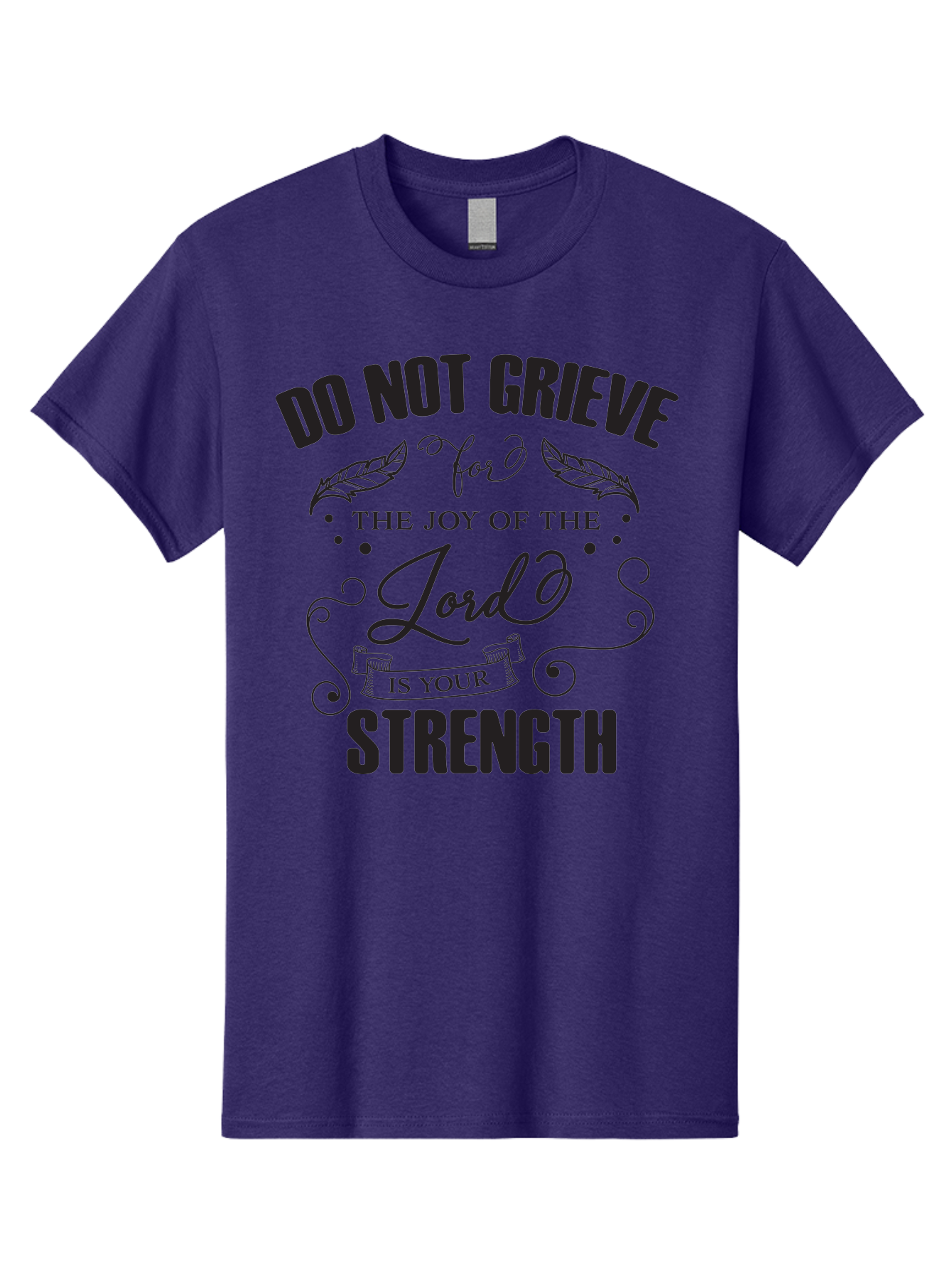 Do-Not-Grieve Men'S Graphic Tee, 100% Cotton, Comfortable Casual Summer Wear, Machine Washable, Inspirational Quote, Motivational Words, Faith-Based Message, Spiritual Guidance, Positive Affirmation, Scripture-Based, Bible Verse, Lord'S Joy, Aac649