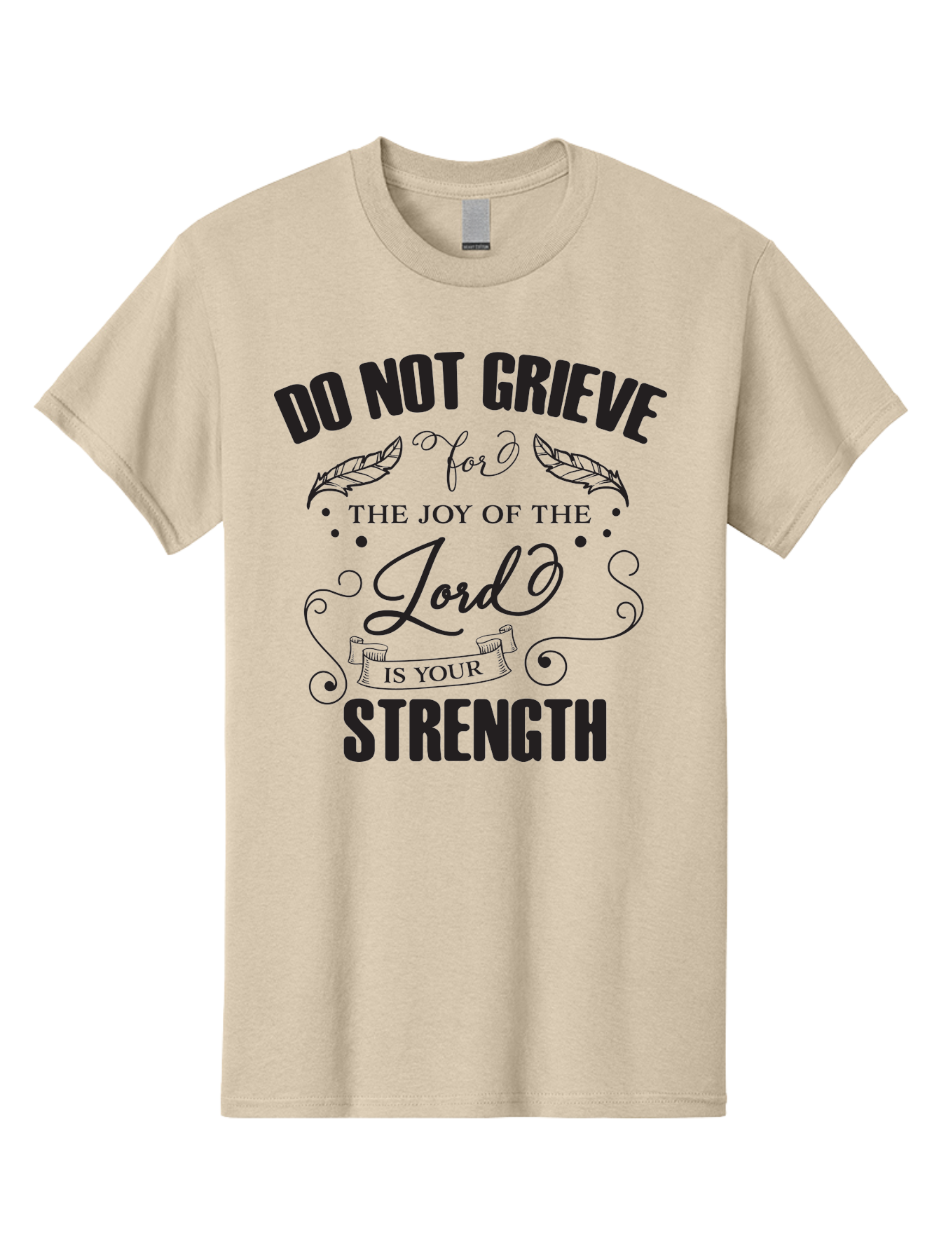 Do-Not-Grieve Men'S Graphic Tee, 100% Cotton, Comfortable Casual Summer Wear, Machine Washable, Inspirational Quote, Motivational Words, Faith-Based Message, Spiritual Guidance, Positive Affirmation, Scripture-Based, Bible Verse, Lord'S Joy, Aac649